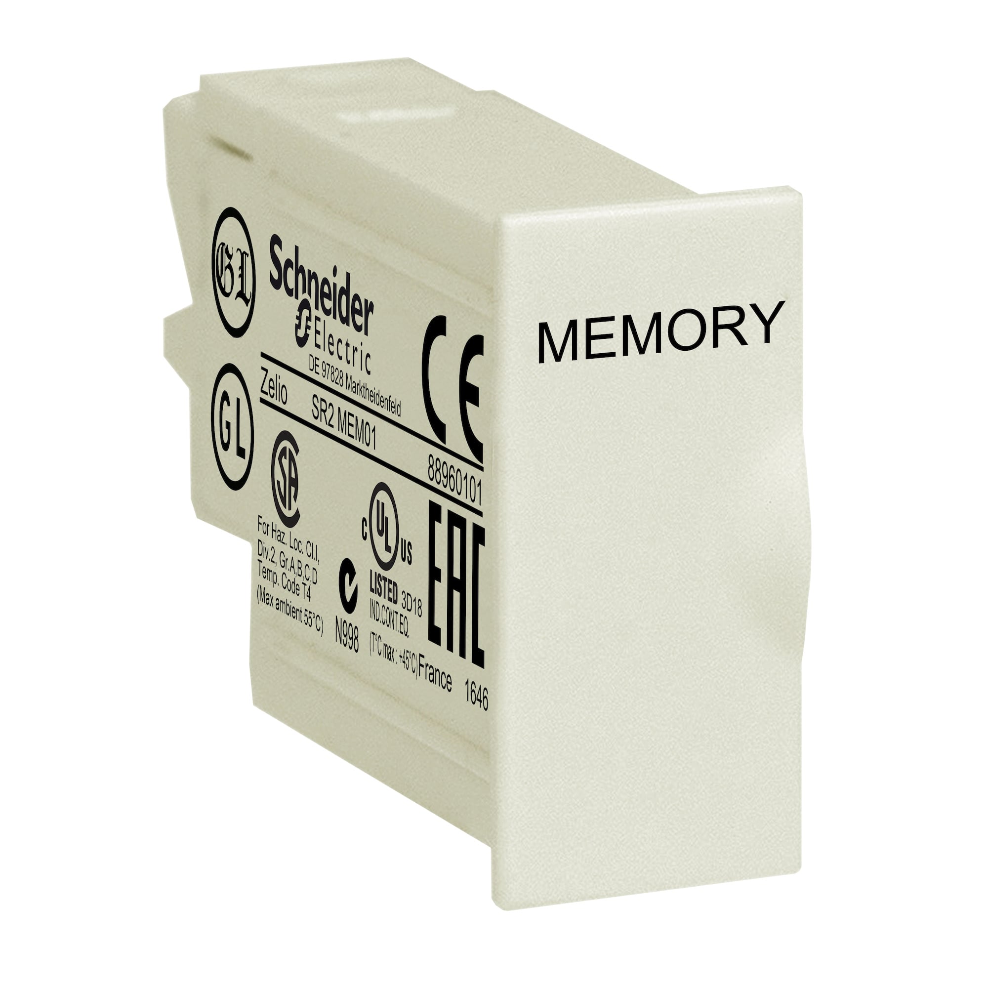 SR2MEM01 EEPROM Memory Cartridge, For Use With Smart Relay Zelio Logic Firmware up to V 2.4