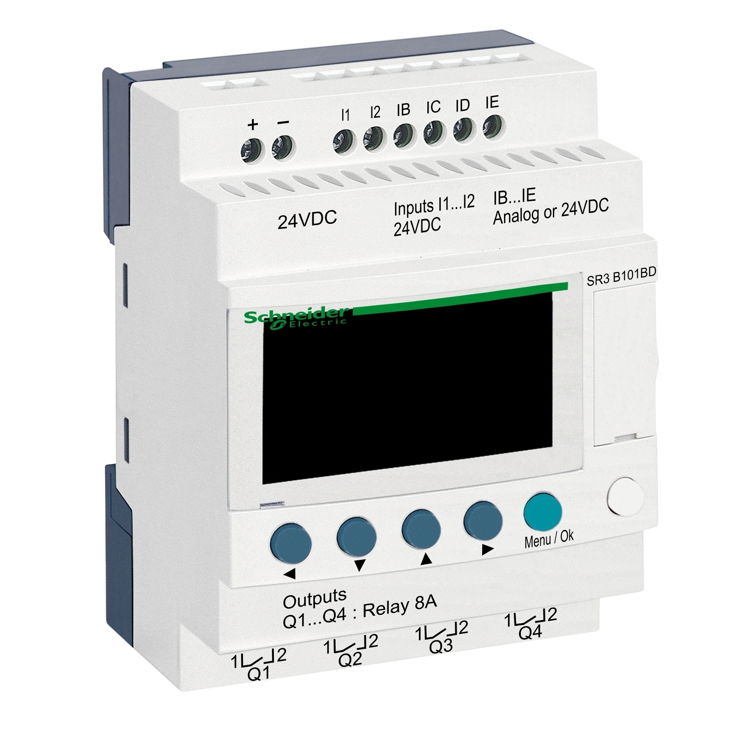 SR3B101BD Modular Smart Relay, 24 V DC Supply, 4 Inputs, 4 Outputs, Resistive Inpu