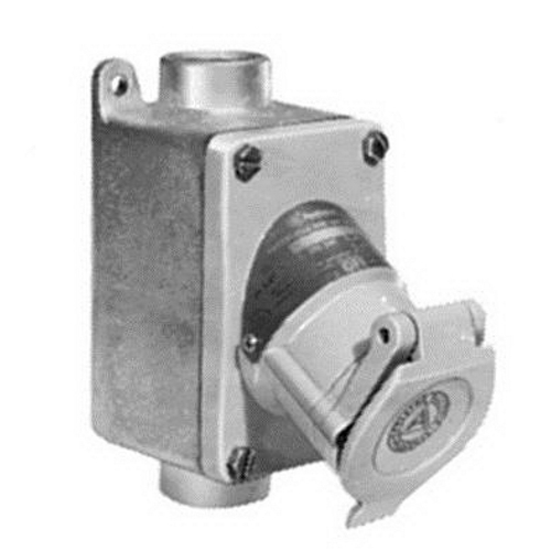 EFSC175-2023 U-Line 1-Gang Dust-Ignitionproof Feed Through Explosionproof Receptacle Assembly With Mounting Box, 125 V AC, 20 A, 3 Poles, 2 Wires