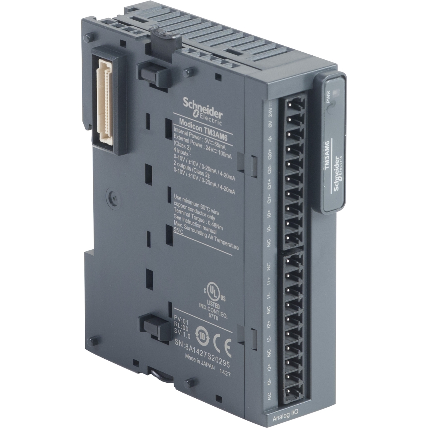 TM3AM6 Modicon Analog I/O Module, 4 Inputs, 2 Outputs, 12 bit Resolution