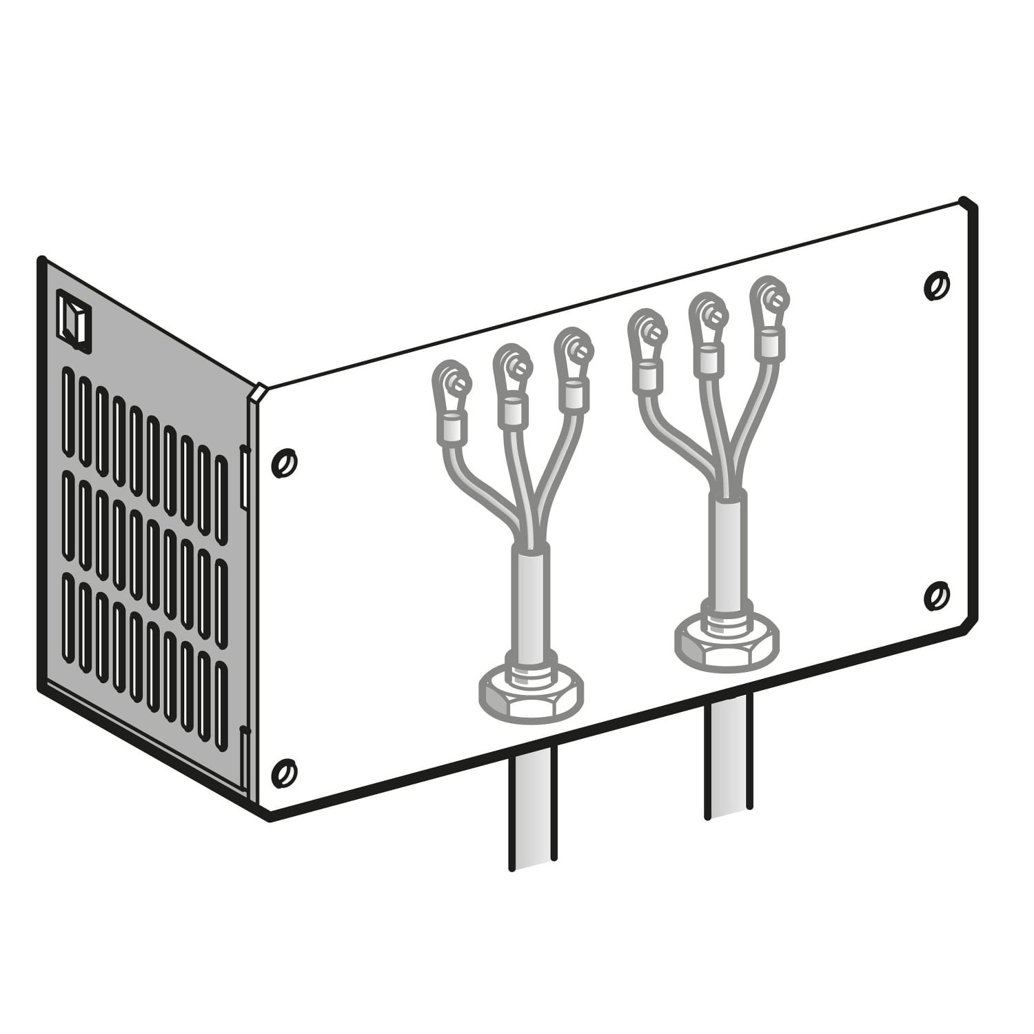 VW3A31817 Type 1 Driver Kit, For Use With Altivar 312 Solar, ATV212HD11M3X, ATV212HD15M3X, ATV212HD18M3X and ATV212HD18N4 Variable Speed Drive, Underside of Drive Mount, NEMA Rating