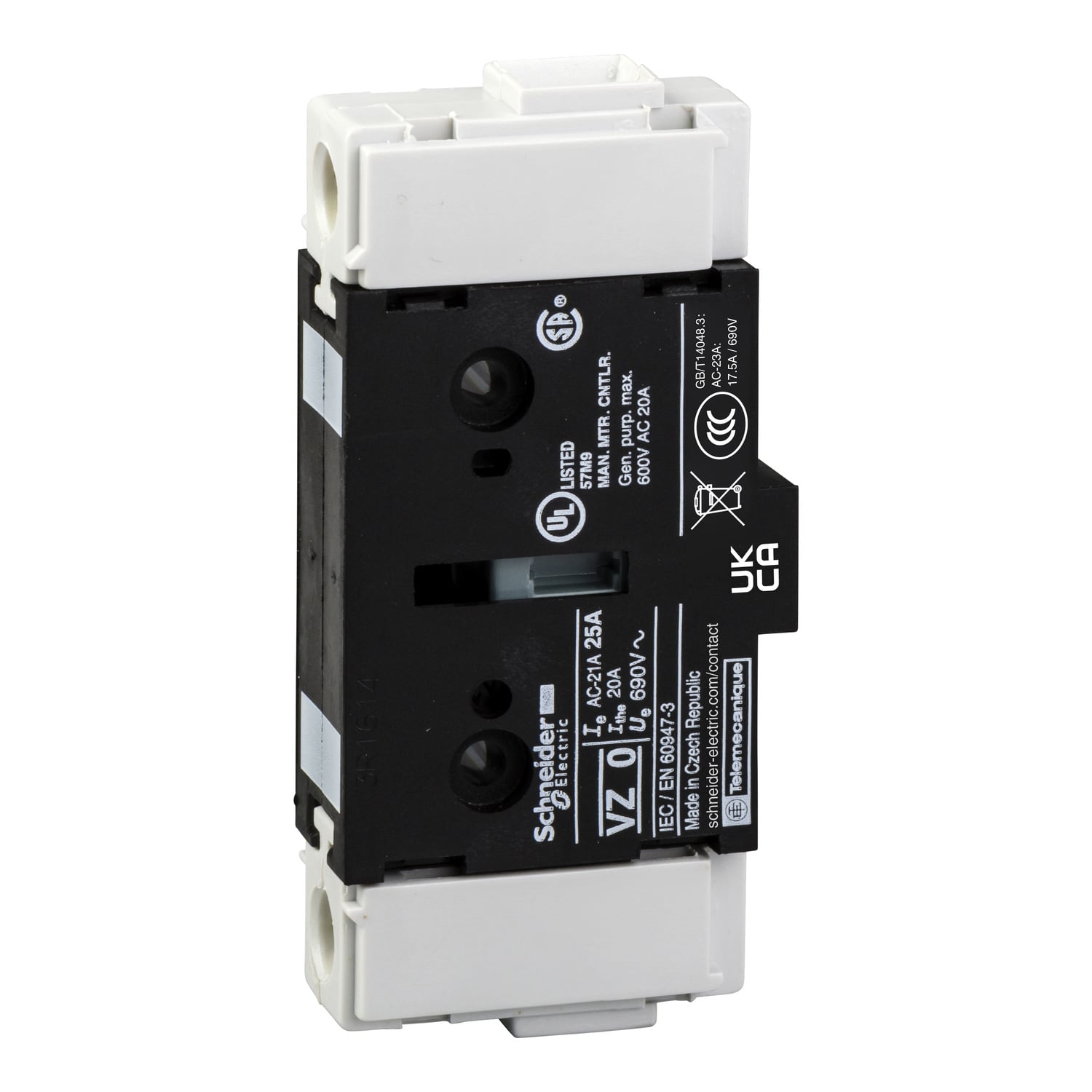 VZ2 TeSys DC to AC High Performance Add-On Power Pole, 690 V AC, 40 A, Screw Clamp