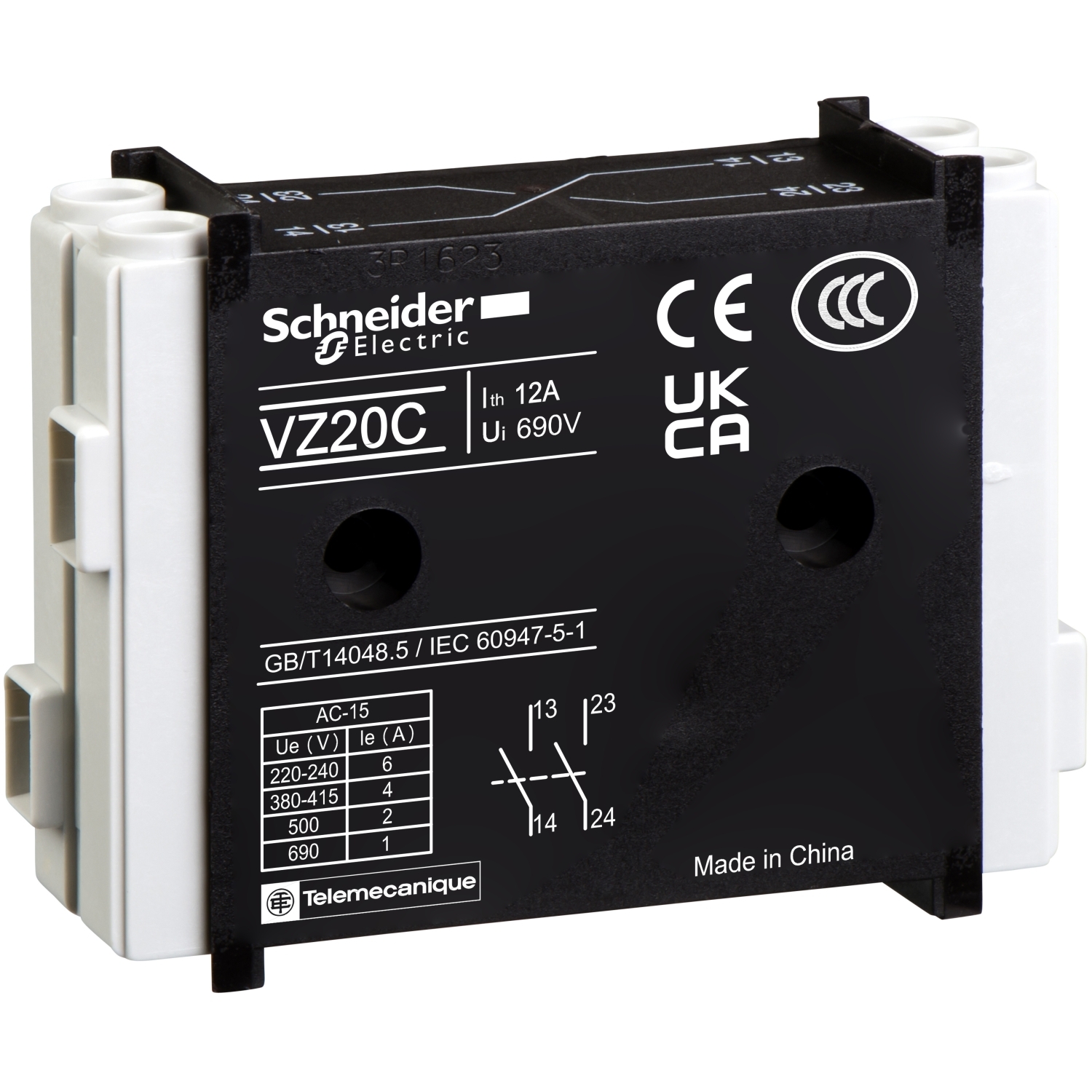 VZ20 TeSys High Performance Auxiliary Contact Block, 690 V AC, 12 A, 2NO Contacts