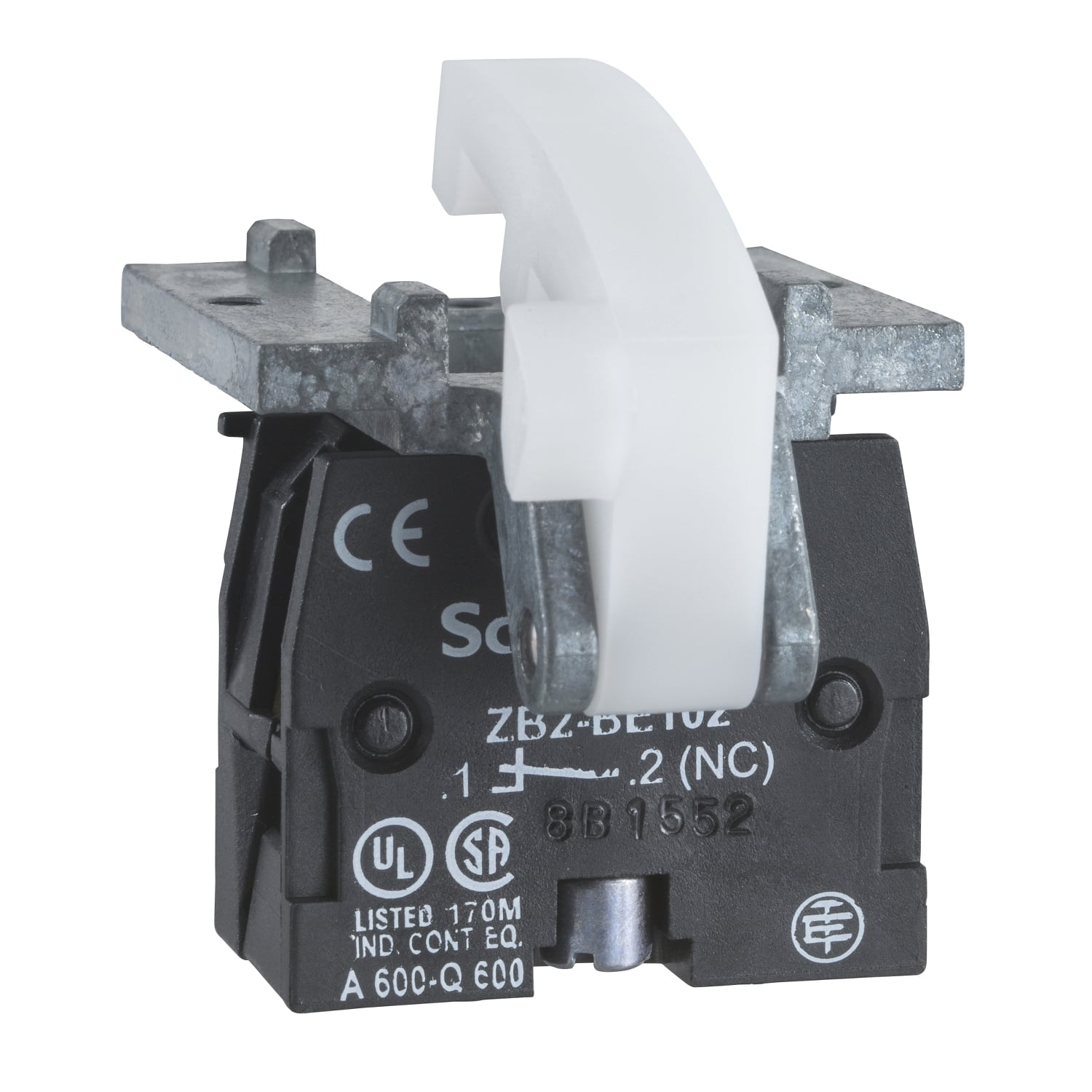 XACS102 Harmony Single Contact Block, For Use With Harmony XAC Medium Duty Pendant Station, 600 V AC, 10 A, Base Mount, Spring Return, Screw Clamp Terminal, 1NC, 40 W, -25 to 70 deg C, Slow-Break Contact