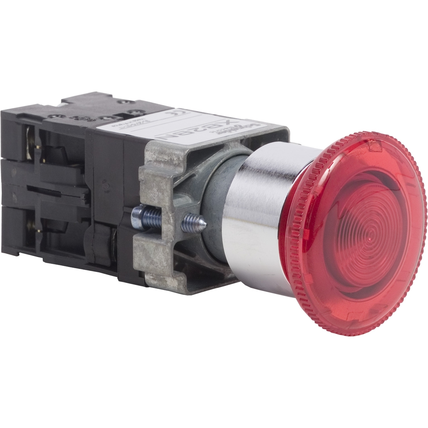 XB2BN4161 Harmony Complete Unmarked Illuminated Pushbutton, 22 mm, 1NO-1NC Contact, Red
