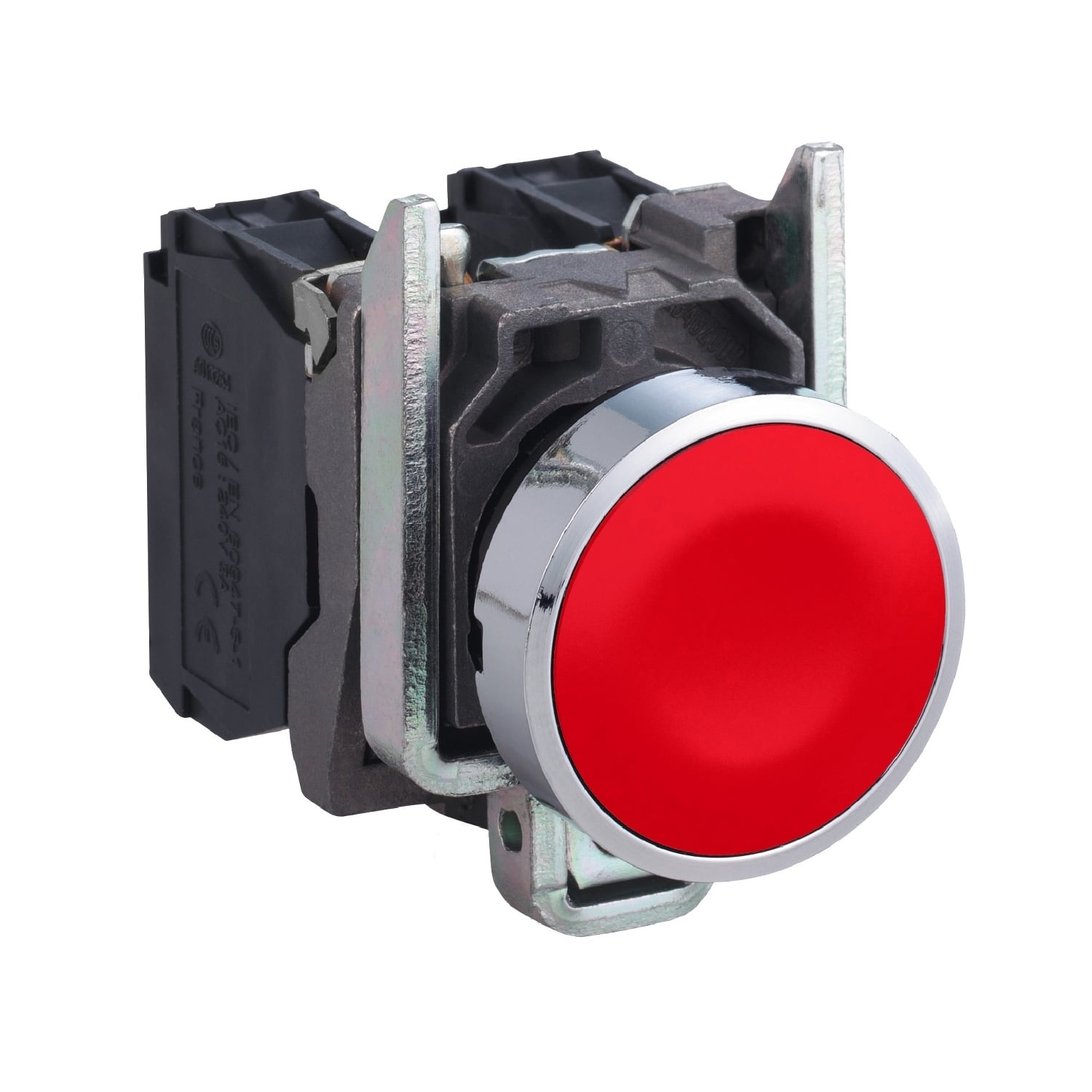XB4BA45 XB4 Complete Non-Illuminated Pushbutton, 22 mm, 1NO-1NC Contact, Slow Break Contact, Red