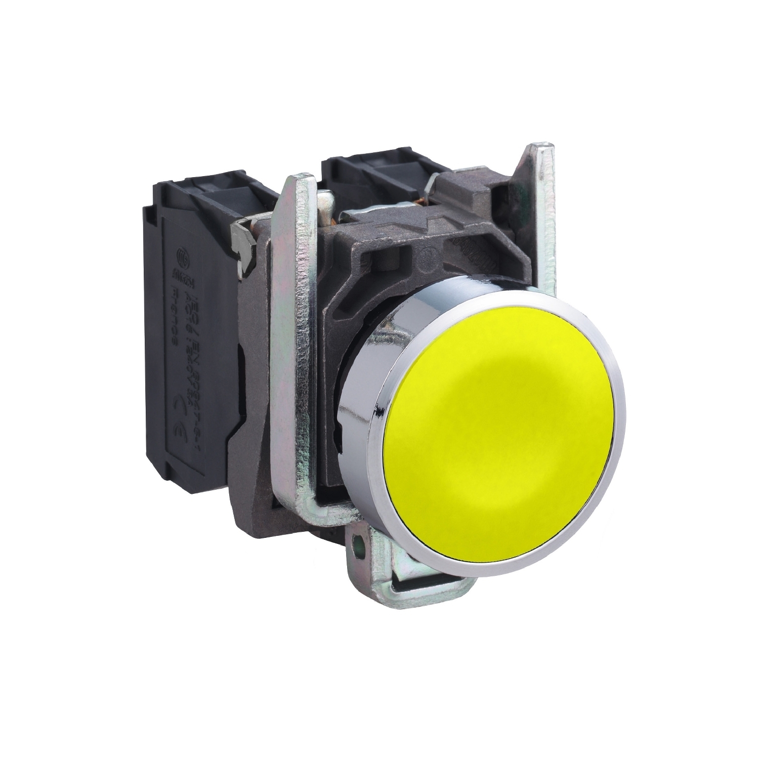 XB4BA51 Harmony Non-Illuminated Pushbutton, 22 mm, 1NC Contact, Flush Operator, Yellow