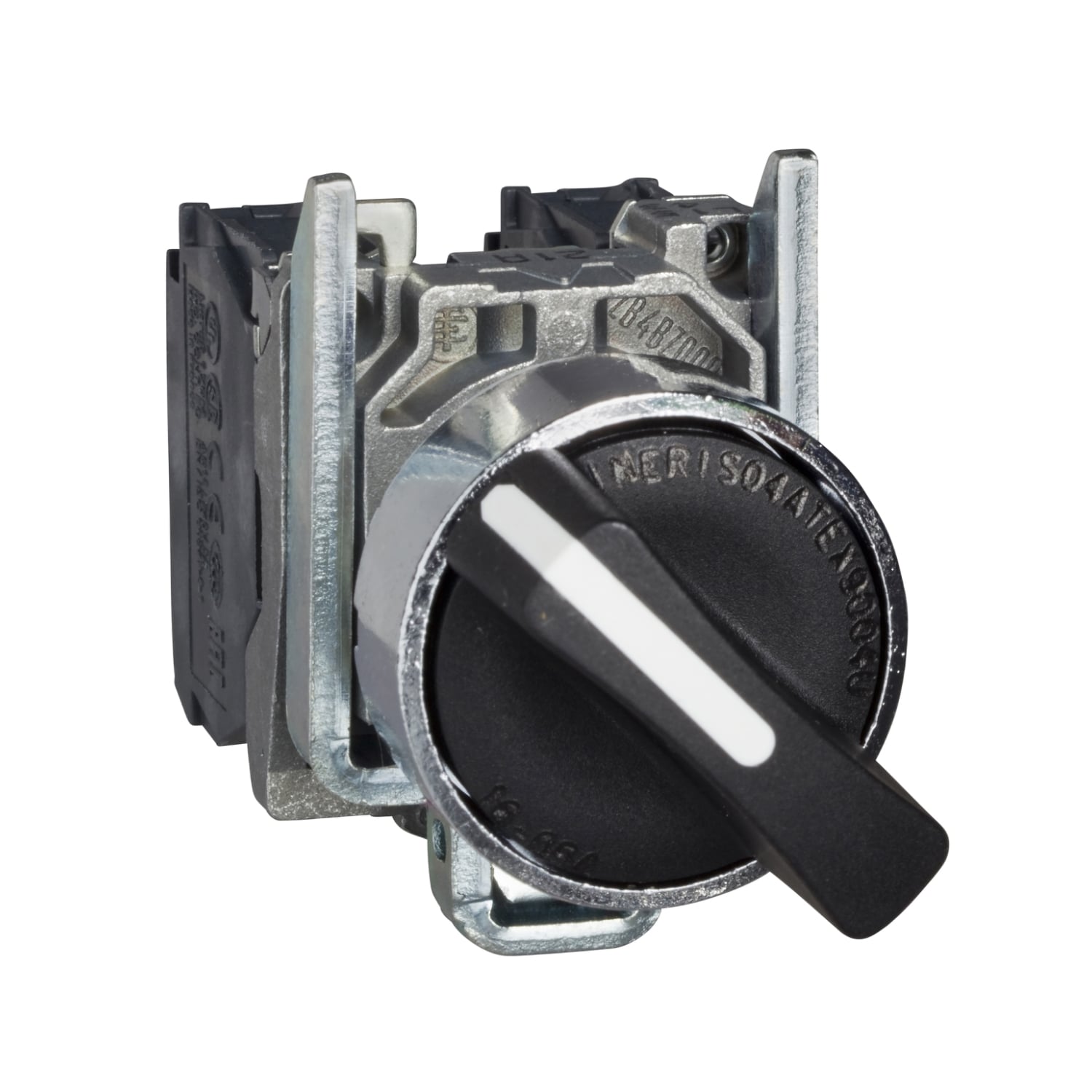 XB4BD41 Harmony Corrosion-Resistant Dusttight/Oiltight/Watertight Modular Round Vibration-Resistant Non-Illuminated Selector Switch, 22 mm, 1NO Contact, Slow Break Contact, Lever Operator, Black