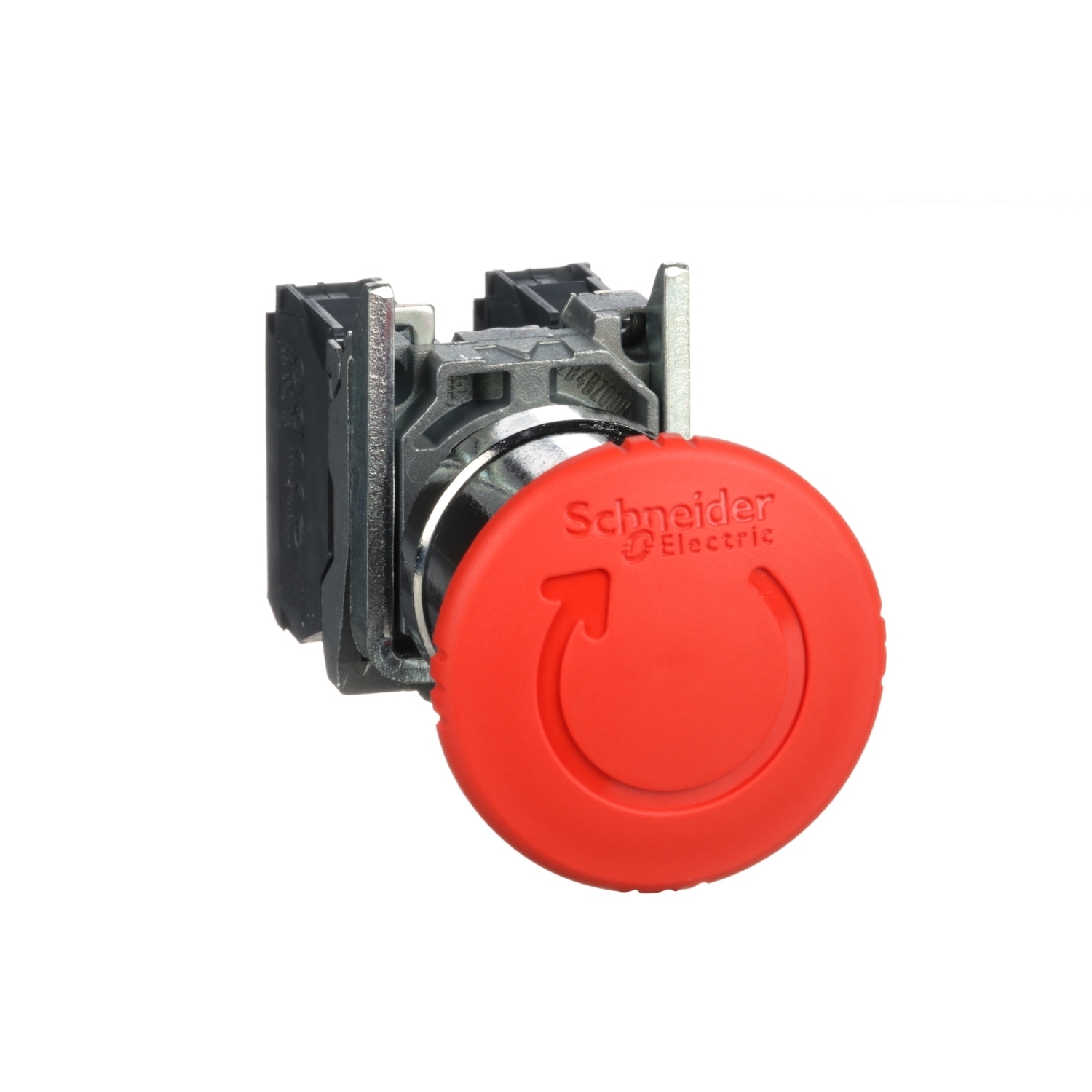 XB4BS8445 Harmony Non-Illuminated Pushbutton With Positive Opening, 22 mm, 1NO-1NC Contact, Red