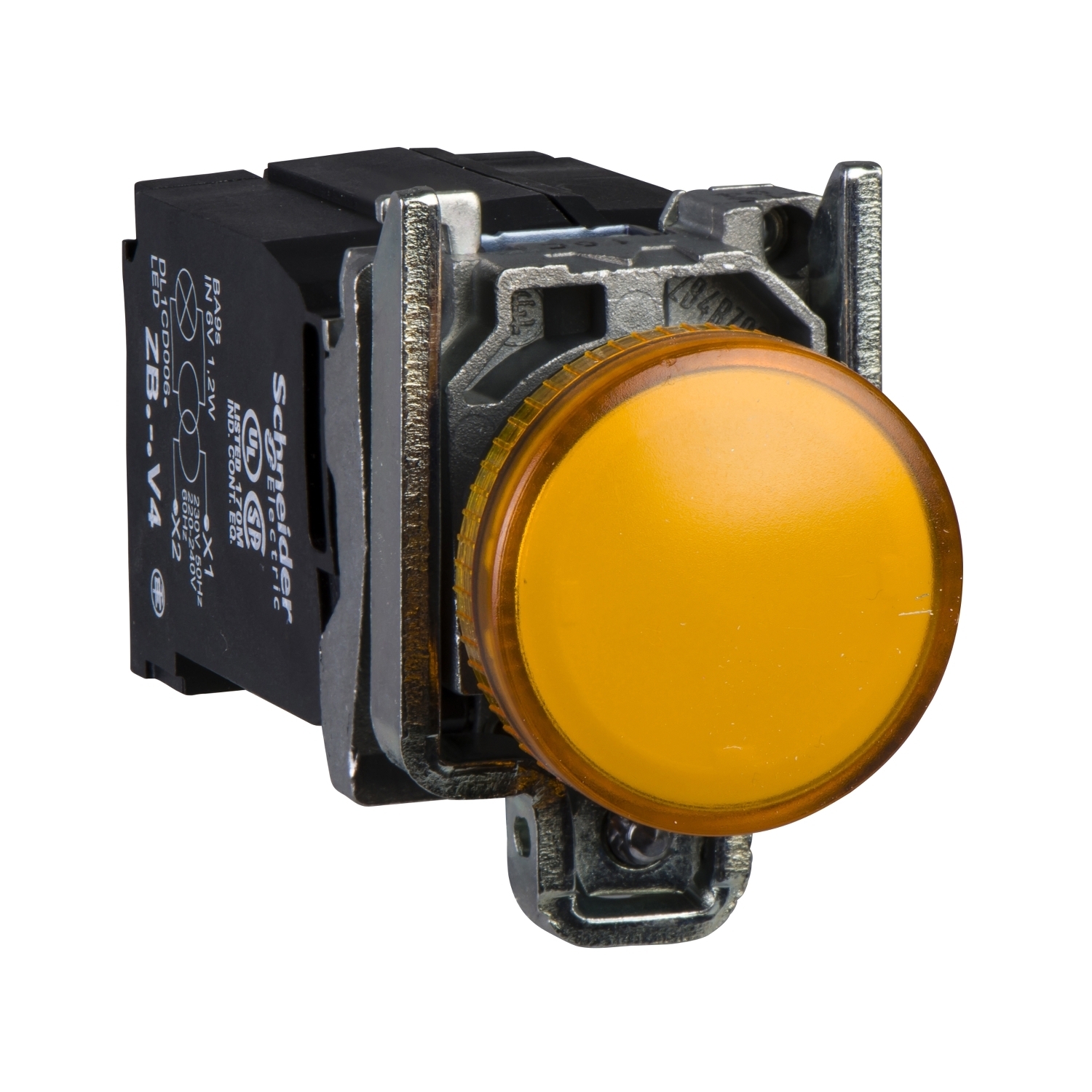 XB4BV35 Harmony Illuminated Transformer Pilot Light, 110 to 120 V AC, 1.2 VA, Plain Lens, Panel Mount