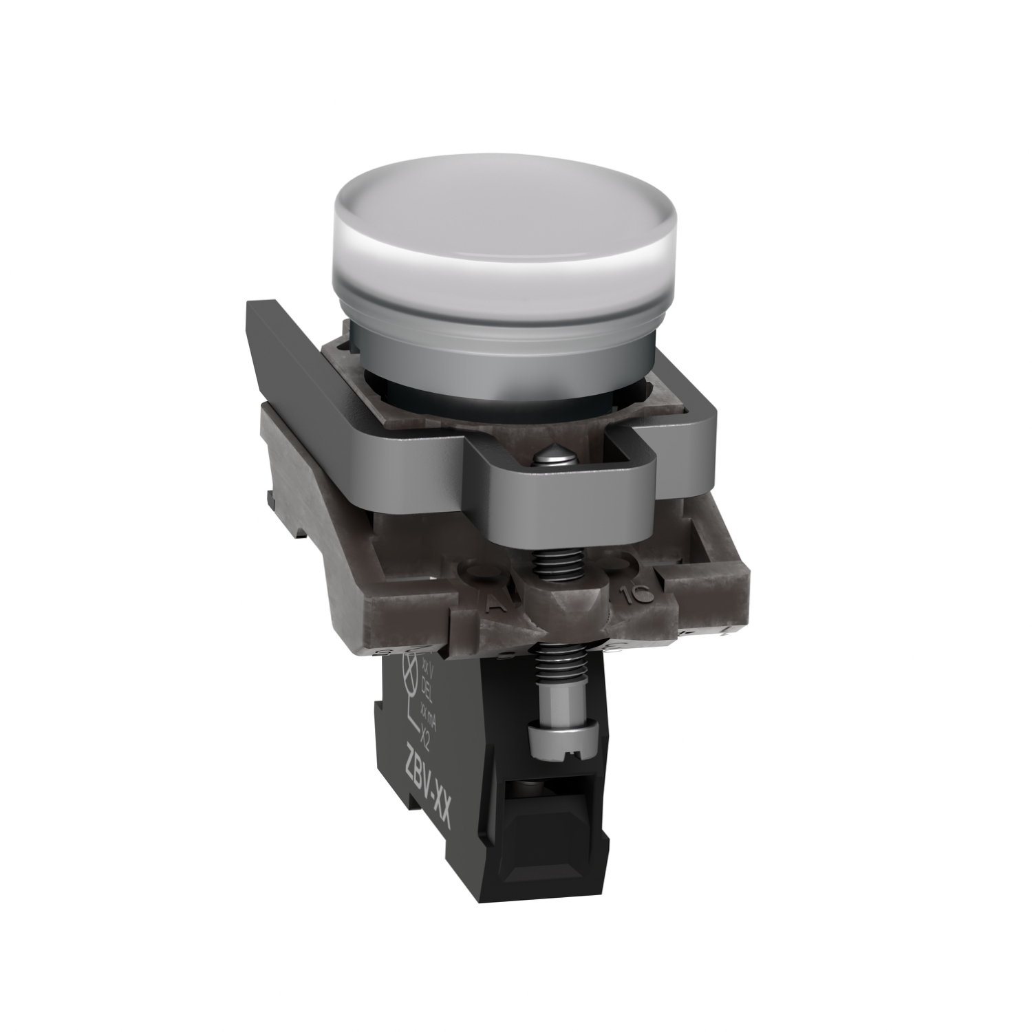 XB4BVB1 XB4 Complete Pilot Light, 24 V AC/DC, 18 mA, Plain/Protected Lens, Panel Mounting