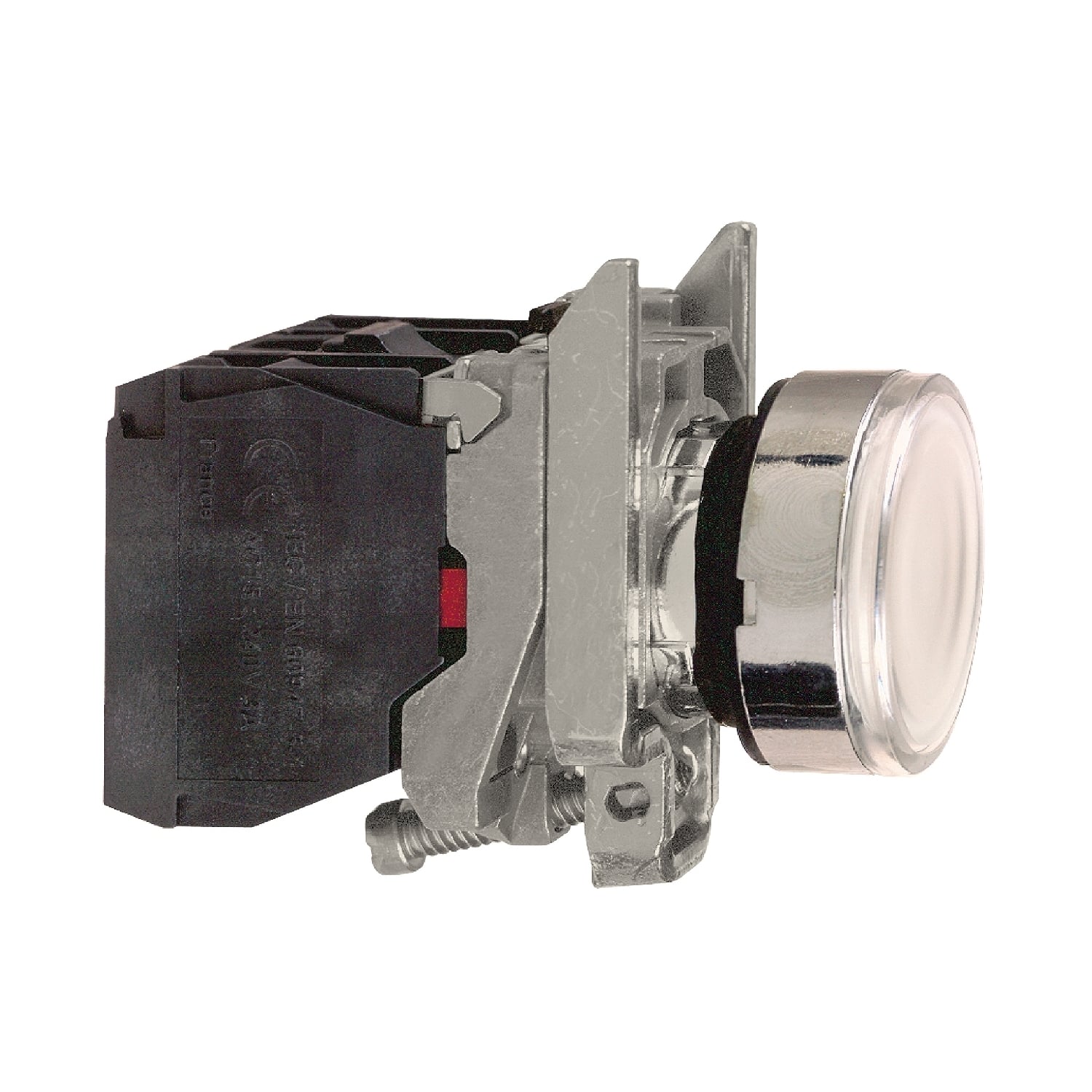 XB4BW3165 Harmony Corrosion-Resistant Direct Dusttight/Watertight Round Illuminated Pushbutton With Plain Lens, 22 mm, 1NO-1NC Contact, Slow Break Contact, White