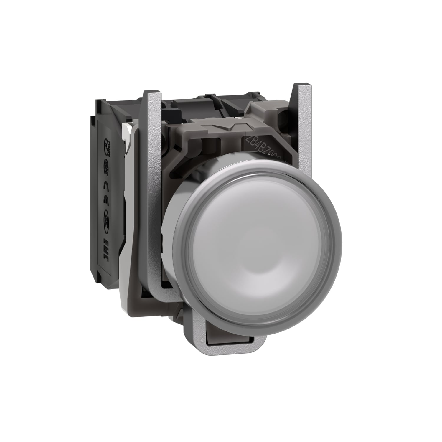 XB4BW31G5 Harmony Illuminated Pushbutton, 22 mm, 1NO-1NC Contact, Flush Operator, White