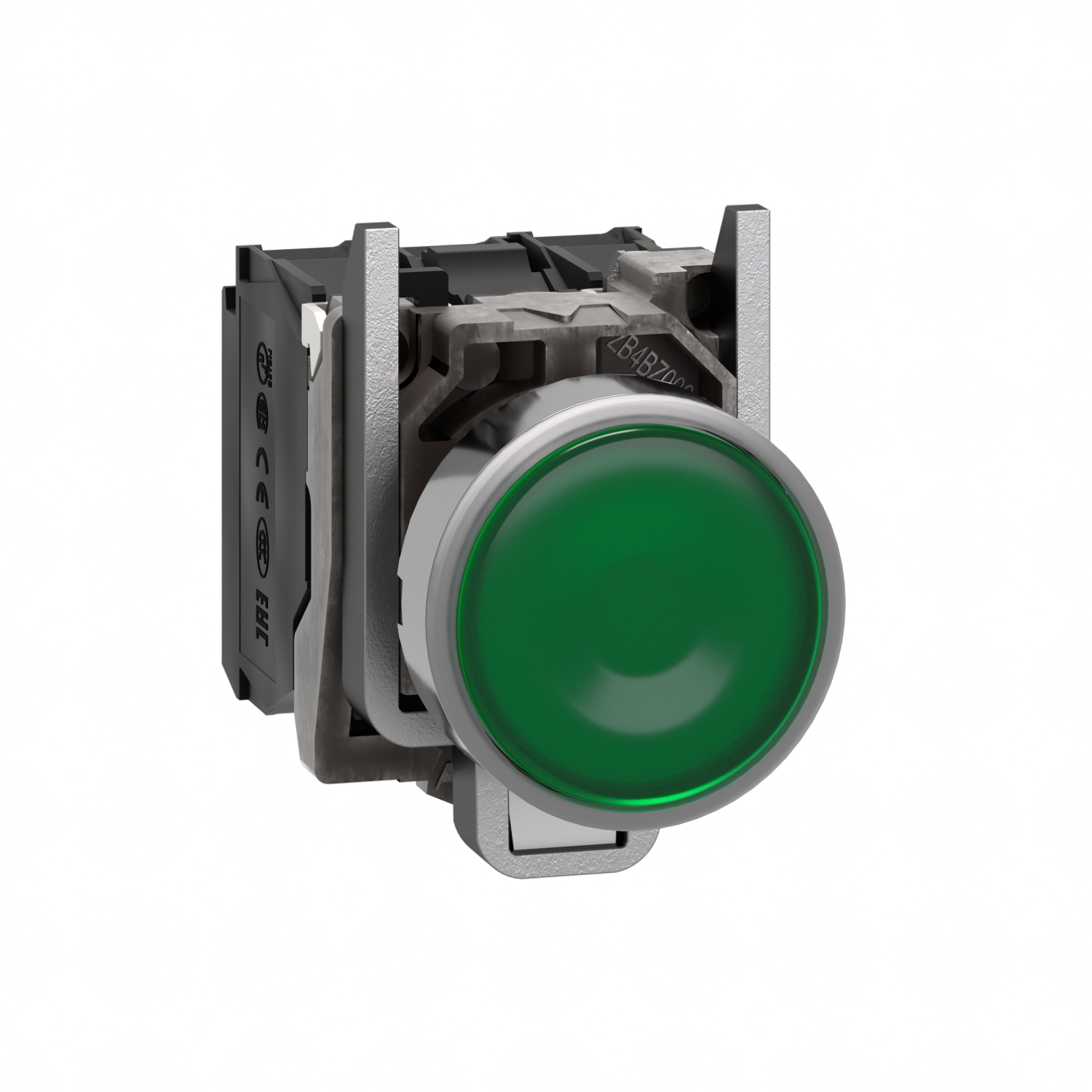 XB4BW33B5 Harmony Illuminated Pushbutton, 22 mm, 1NO-1NC Contact, Flush Operator, Green