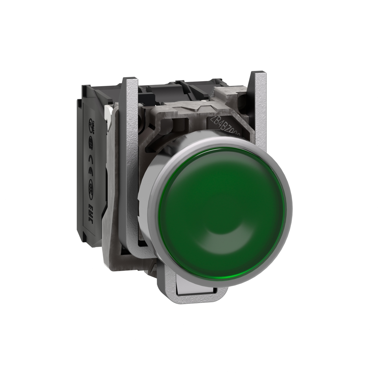 XB4BW33G5 Harmony Complete Illuminated Pushbutton, 22 mm, 1NO-1NC Contact, Flush Operator, Green