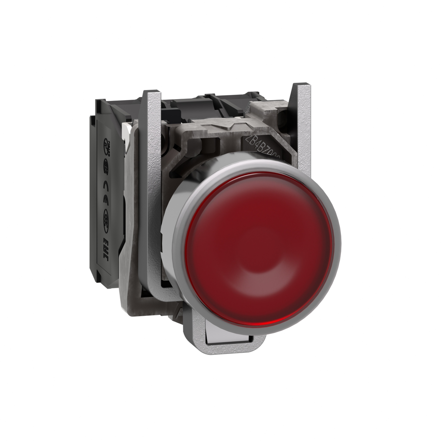 XB4BW34G5 Harmony Complete Illuminated Pushbutton, 22 mm, 1NO-1NC Contact, Flush Operator, Red