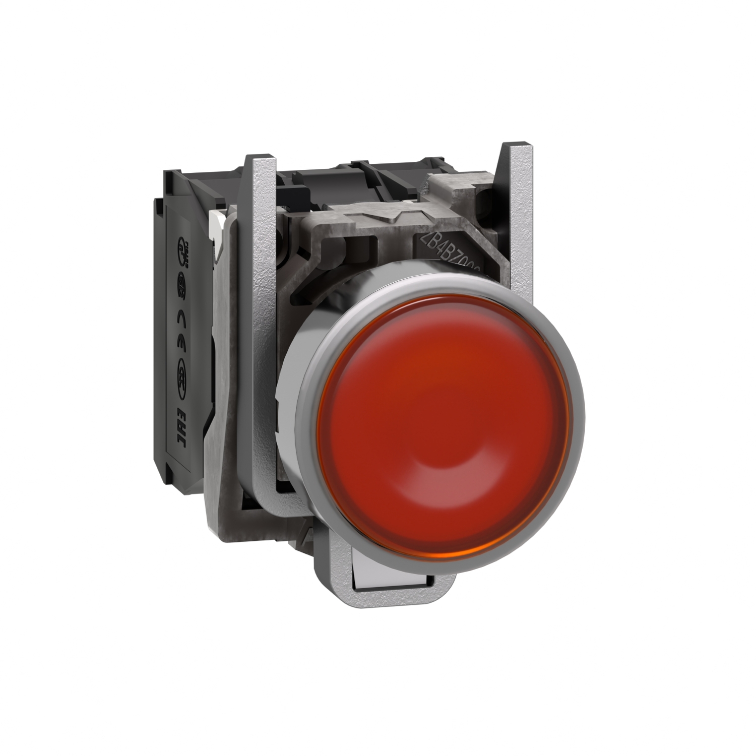 XB4BW35G5 Harmony Illuminated Pushbutton With Plain Lens, 22 mm, 1NO-1NC Contact, Flush Operator, Orange