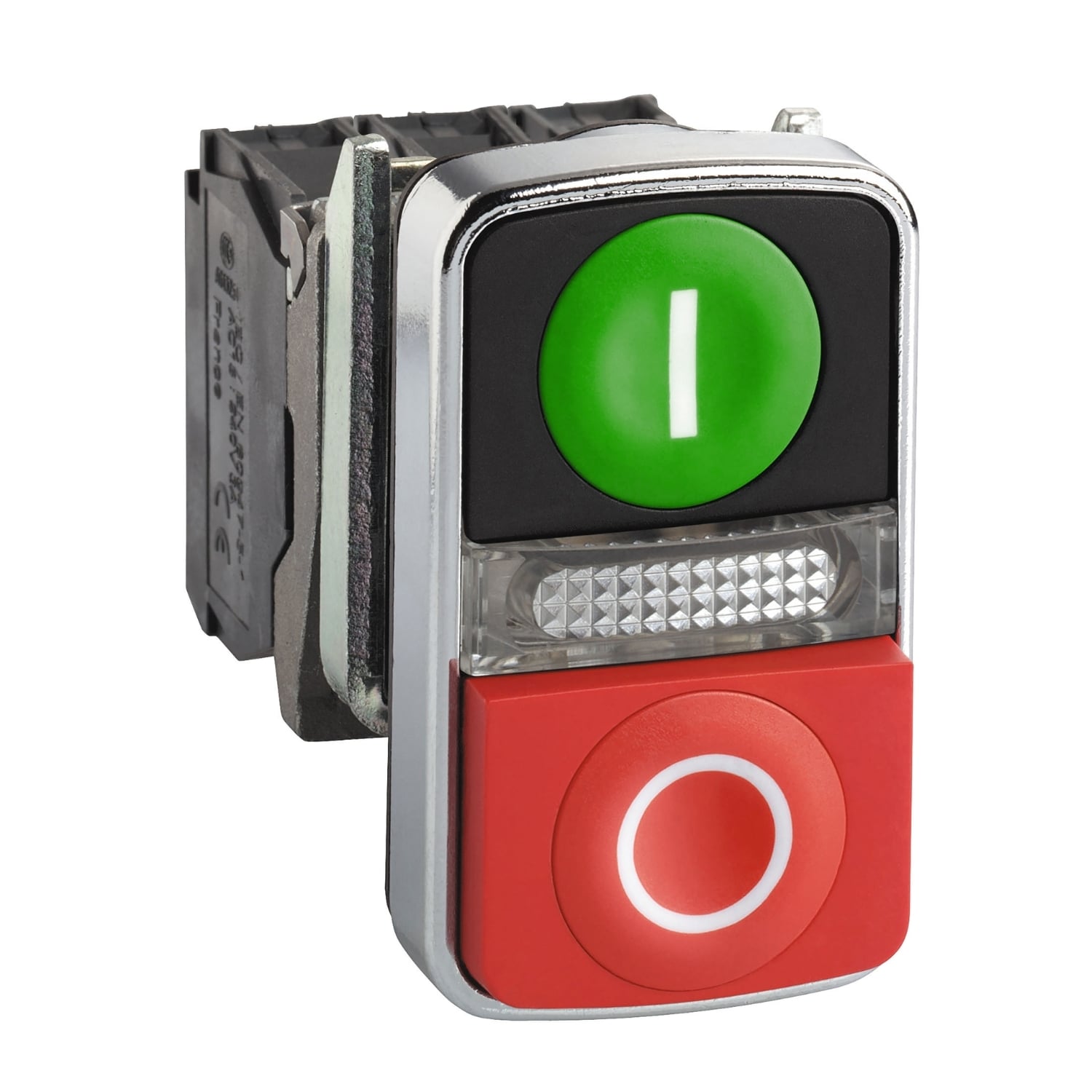 XB4BW73731B5 Harmony Double Headed Rectangular Illuminated Pushbutton, 22 mm, 1NO-1NC Contact, Slow Break Contact, Green/Red