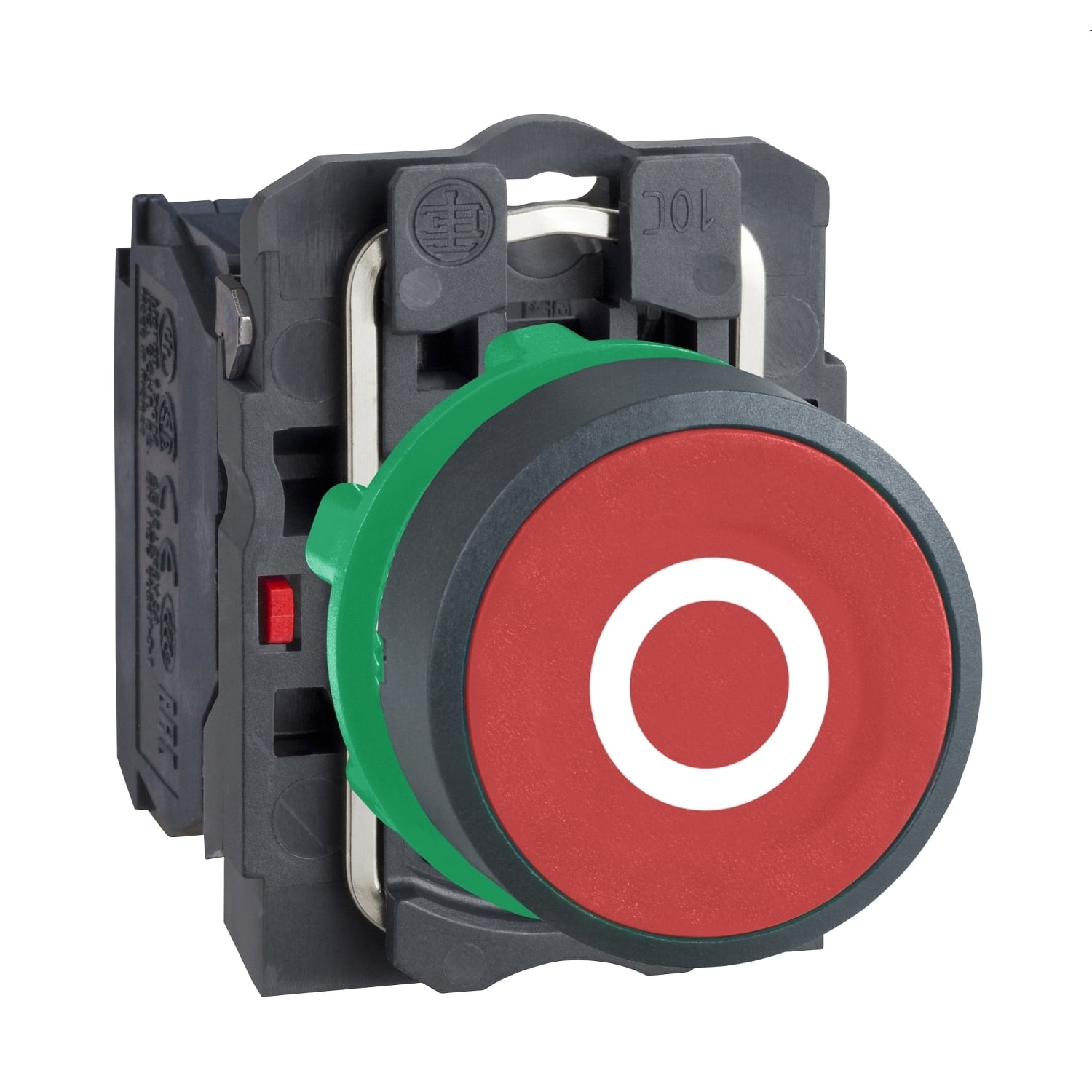 XB5AA4322 Harmony Corrosion-Resistant Dusttight/Watertight Non-Illuminated Pushbutton, 22 mm, 1NC Contact, Slow Break Contact, Red