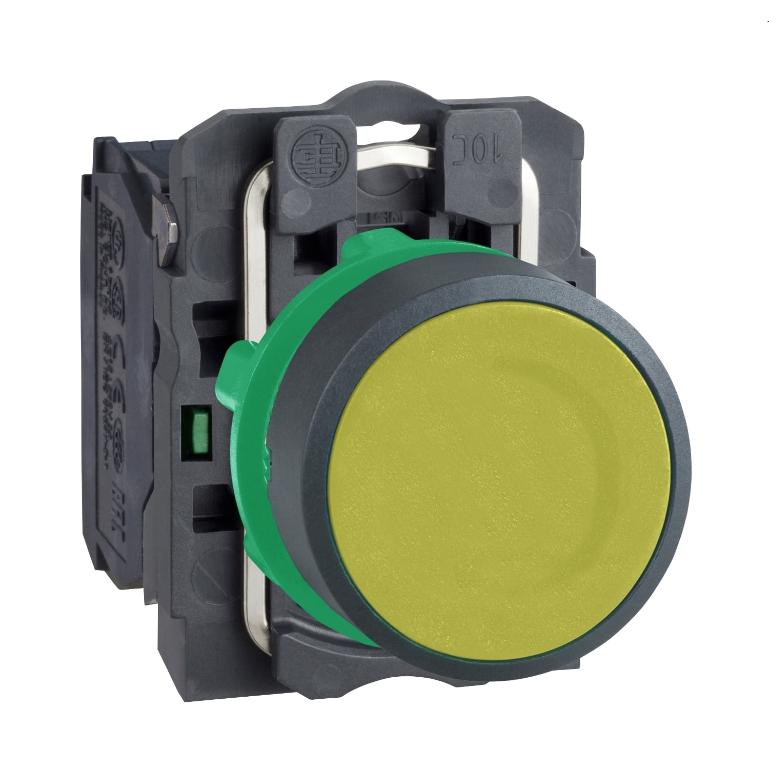 XB5AA51 Harmony Corrosion-Resistant Dusttight/Watertight Unmarked Non-Illuminated Pushbutton, 22 mm, 1NO Contact, Slow Break Contact, Yellow