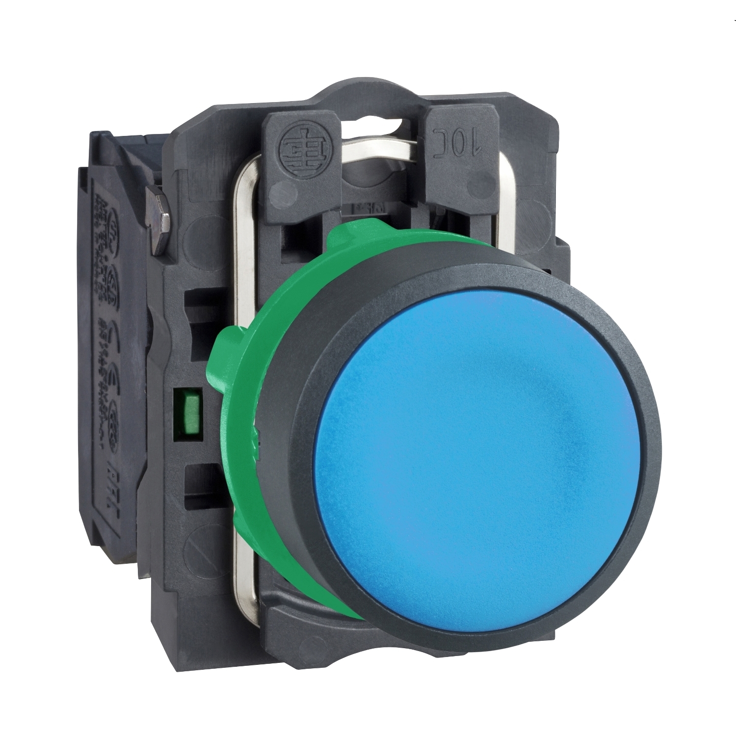 XB5AA61 Harmony Corrosion-Resistant Dusttight/Watertight Unmarked Non-Illuminated Pushbutton, 22 mm, 1NO Contact, Slow Break Contact, Blue