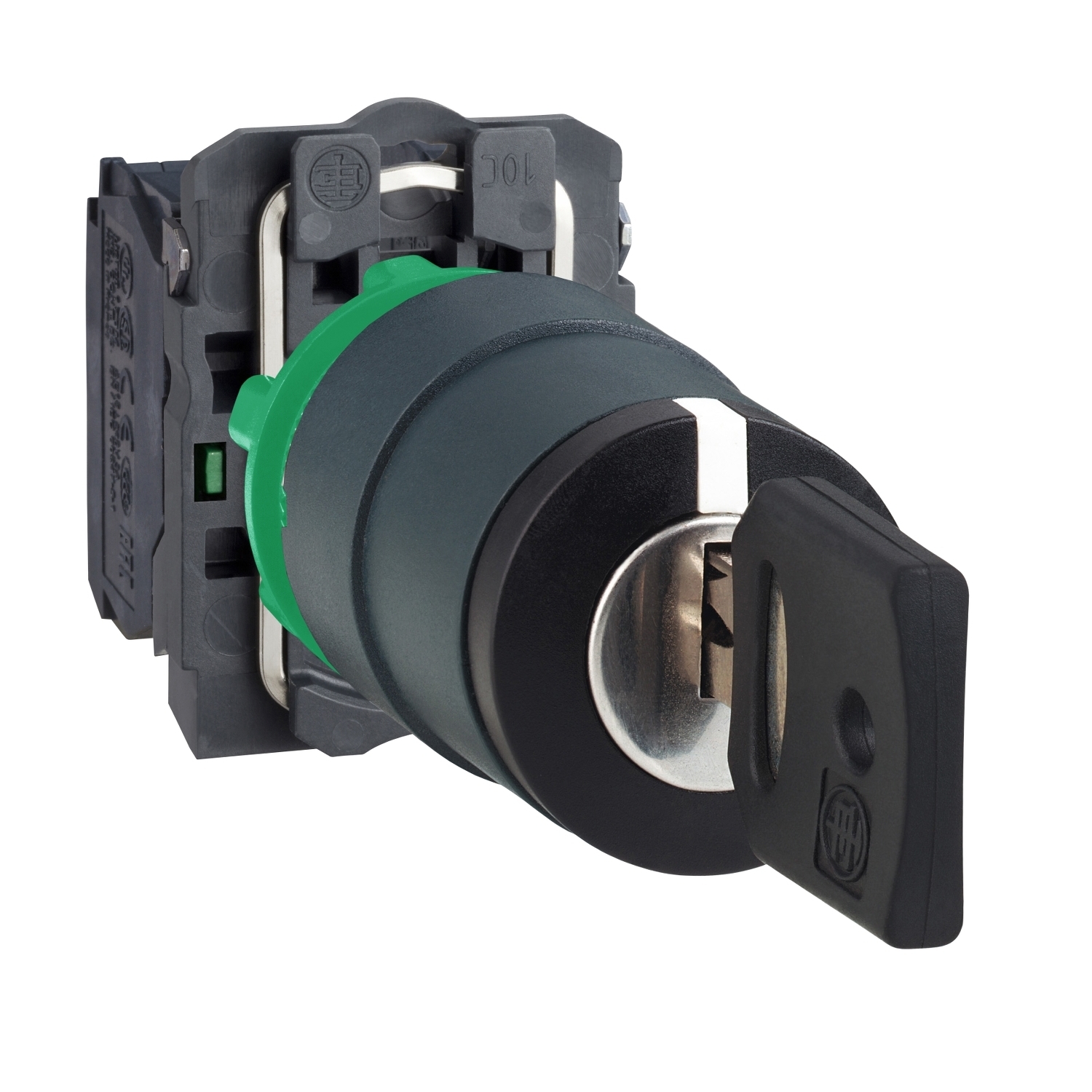 XB5AG33 Harmony Modular Non-Illuminated Selector Switch, 22 mm, 2NO Contact, Slow Break Contact, Keyed Operator, Black