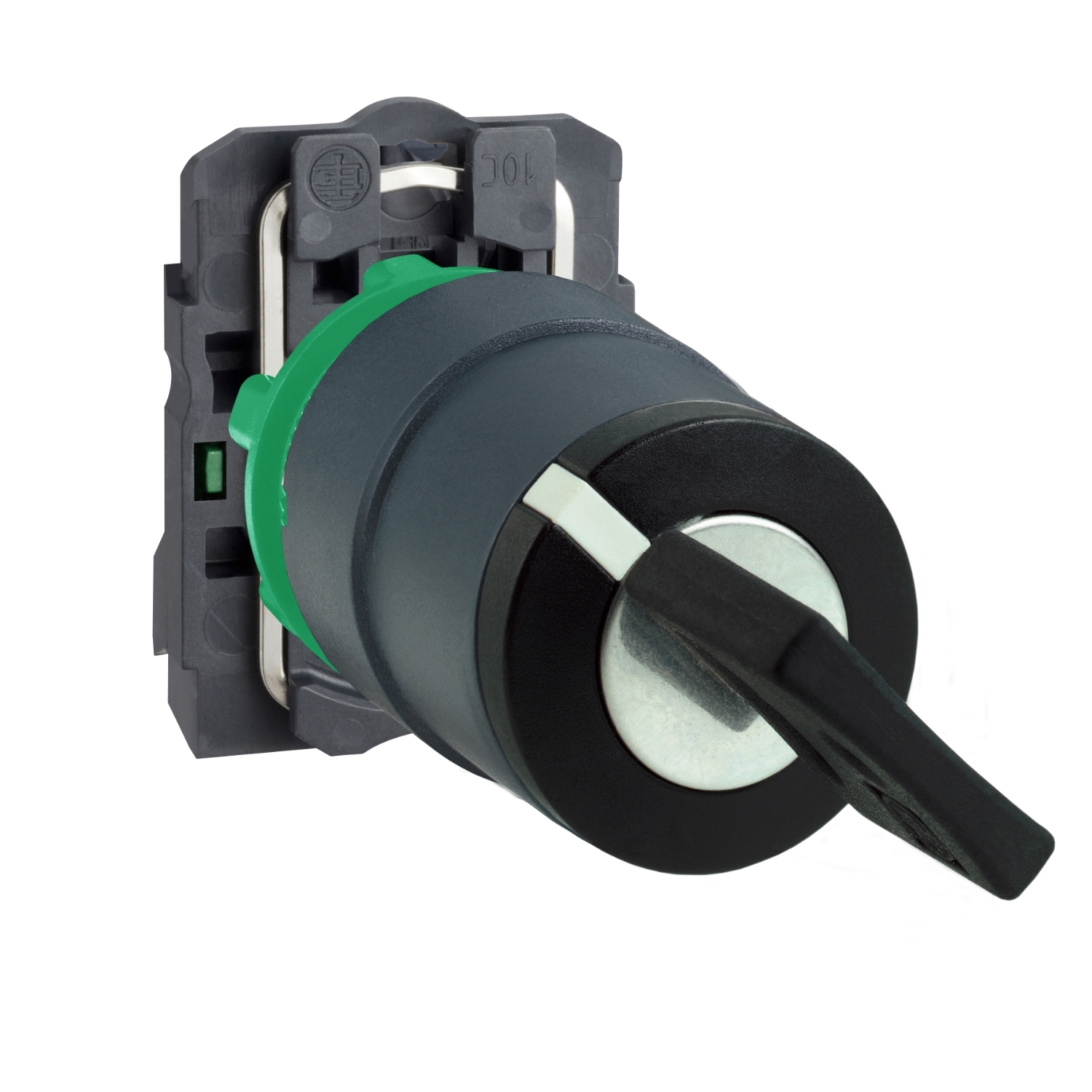 XB5AG41 Harmony Non-Illuminated Modular Selector Switch, 3.78 in, 1NO Contact, Slow Break Contact, Keyed Operator, Black