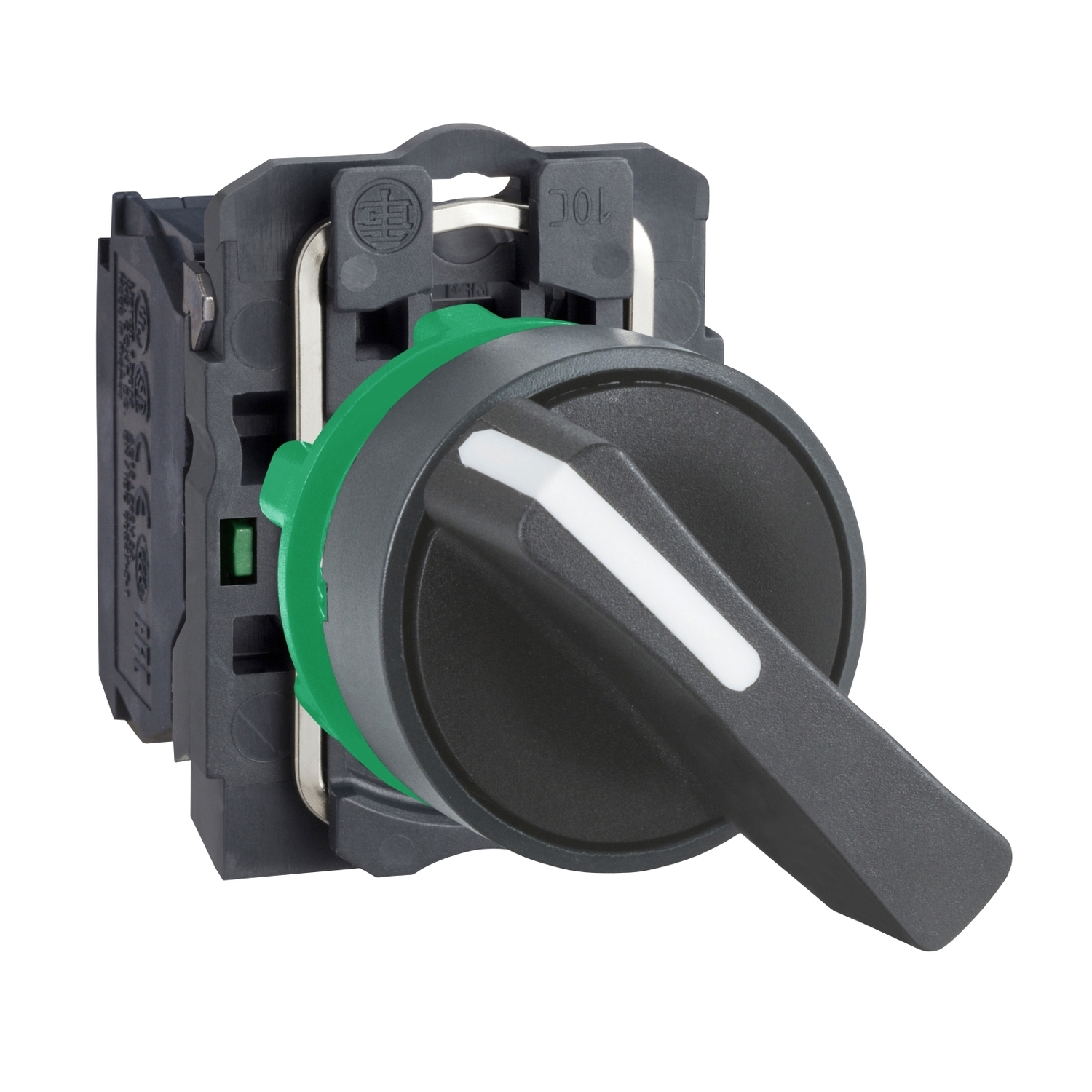 XB5AJ21 Harmony Modular Non-Illuminated Selector Switch, 22 mm, 1NO Contact, Slow Break Contact, Long Lever Operator, Black