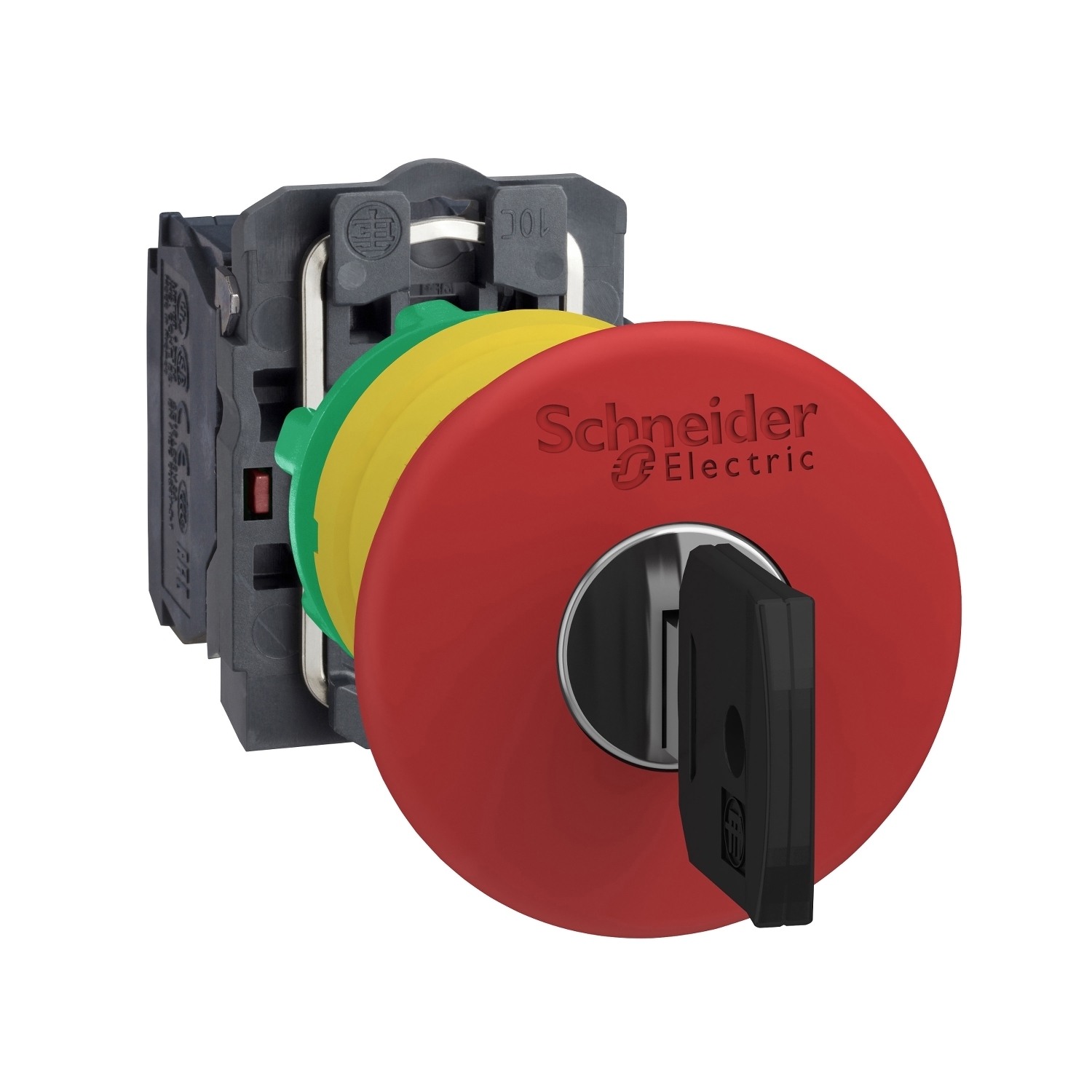 XB5AS9445 Harmony Complete Non-Illuminated Pushbutton, 22 mm, 1NO-1NC Contact, Keyed Operator, Red