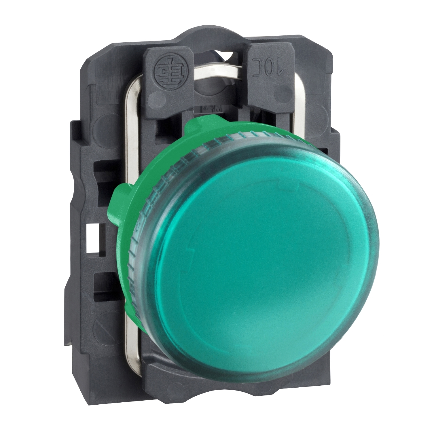 Pilot light, Harmony XB5, plastic, green, 22mm, plain lens for BA9s bulb, lt 250V
