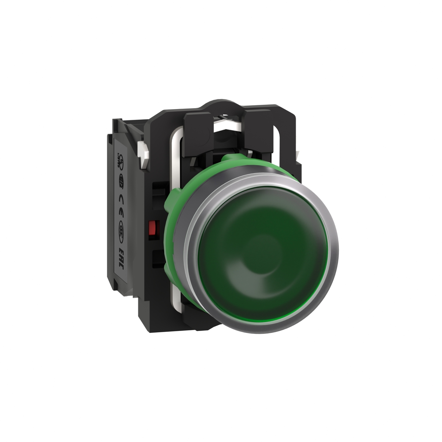 XB5AW33G5 Harmony Illuminated Pushbutton With Plain Lens, 22 mm, 1NO-1NC Contact, Flush Operator, Green