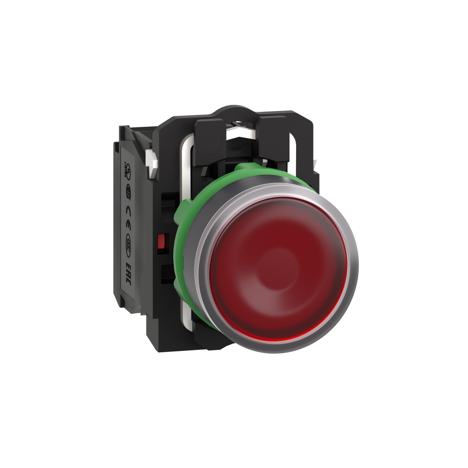 XB5AW34B5 Harmony Illuminated Pushbutton With Plain Lens, 22 mm, 1NO-1NC Contact, Flush Operator, Red