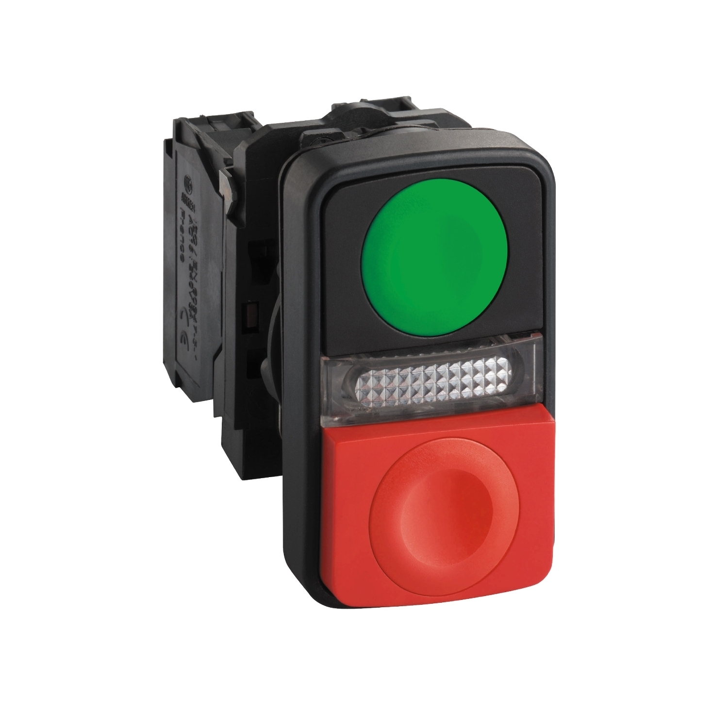 XB5AW73731G5 Harmony Double Headed Rectangular Illuminated Pushbutton, 22 mm, 1NO-1NC Contact, Slow Break Contact, Green/Red