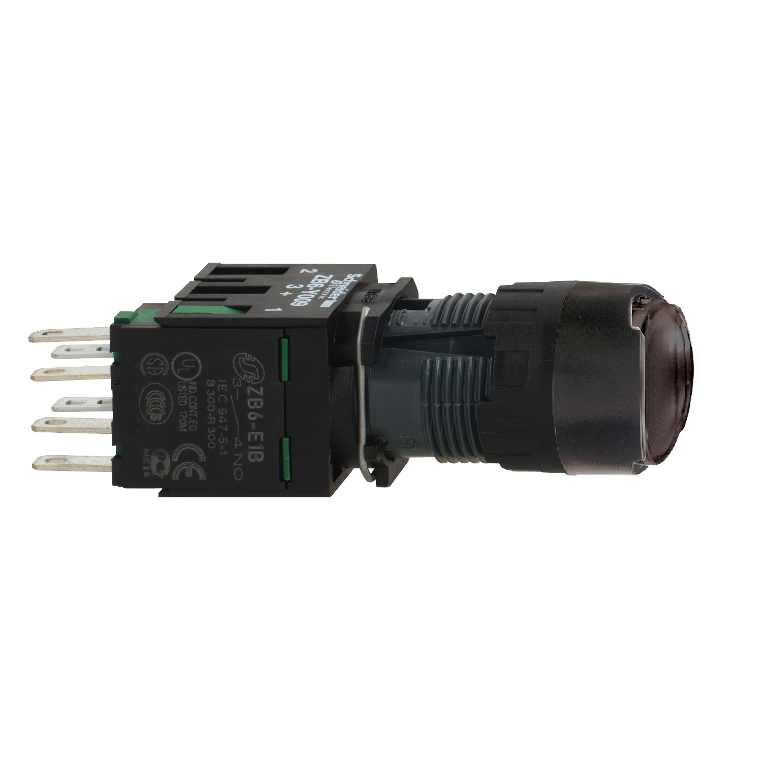 XB6AA21B Harmony Complete Corrosion-Resistant Dusttight/Watertight Unmarked Non-Illuminated Pushbutton, 16 mm, 1NO Contact, Slow Break Contact, Black