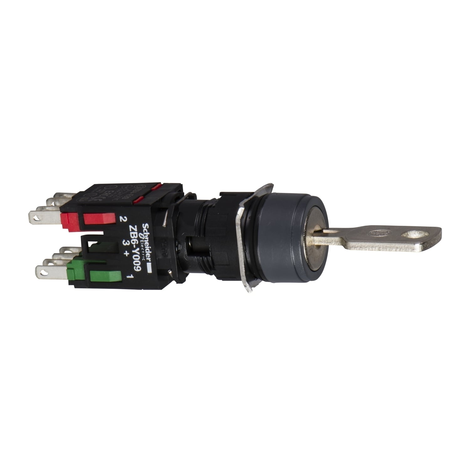 XB6AGC5B Harmony Corrosion-Resistant Dusttight/Watertight Non-Illuminated Selector Switch, 16 mm, 1NO-1NC Contact, Slow Break Contact, Keyed Operator, Black