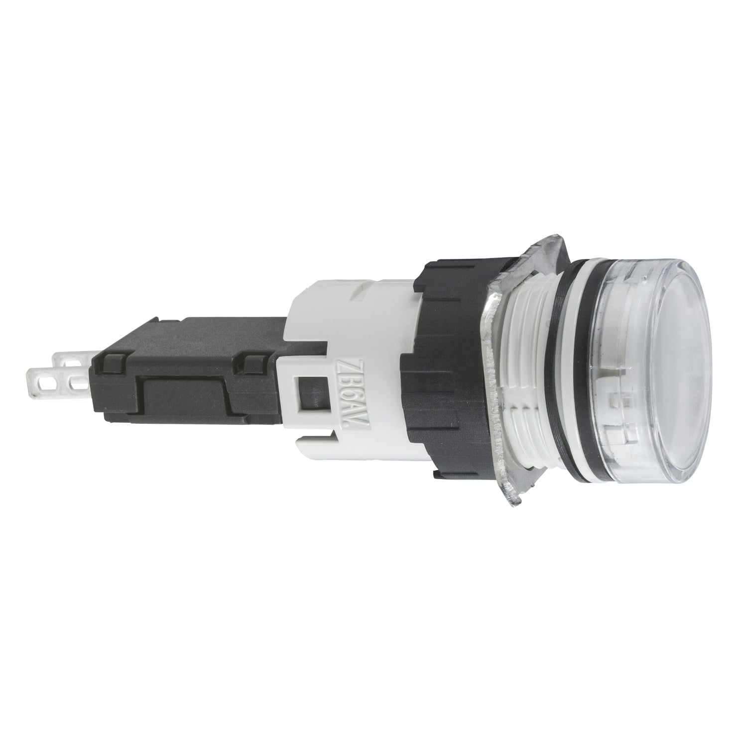 Complete pilot light, Harmony XB6, round white, plastic, 16mm, integral LED 12...24V