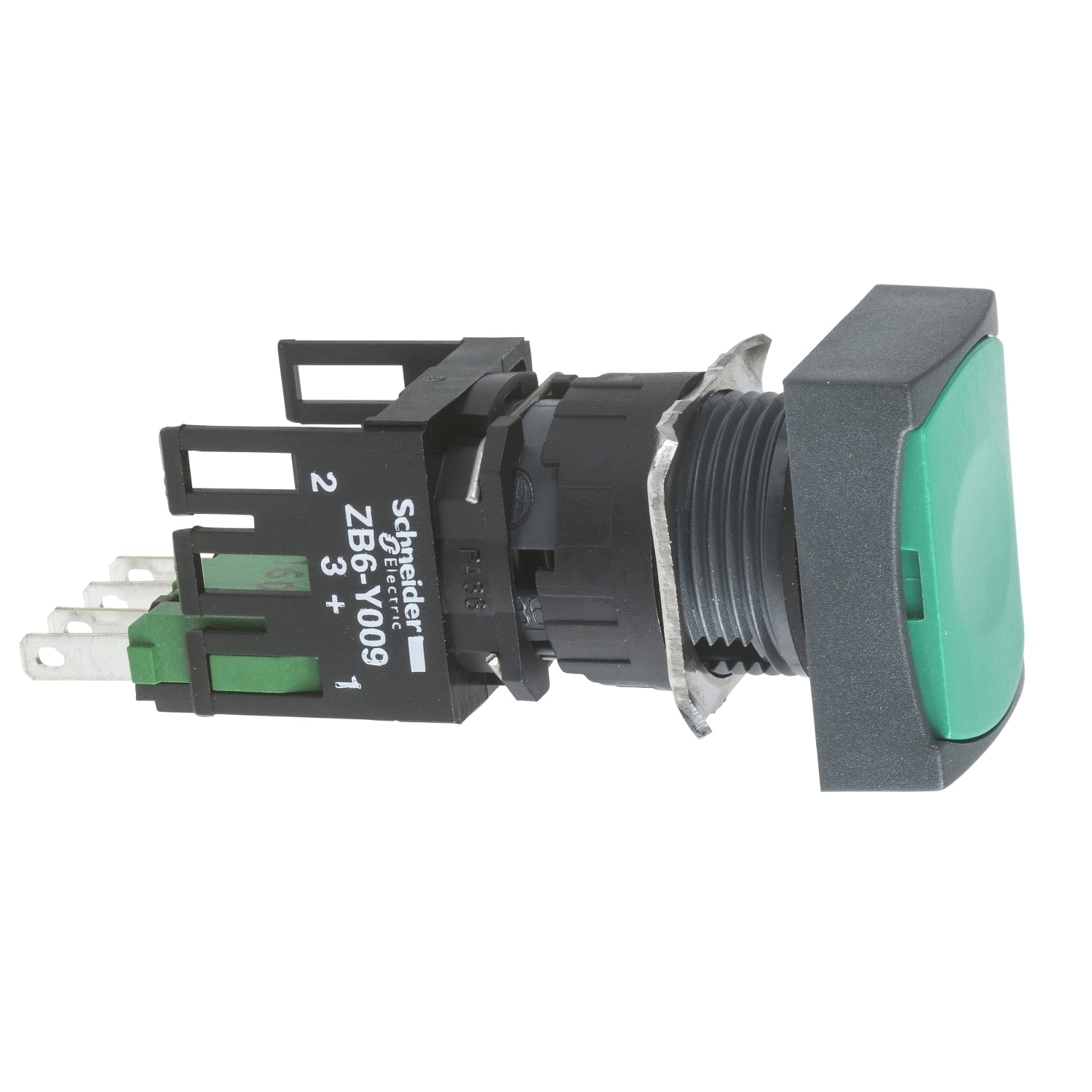 XB6DA31B Harmony Complete Corrosion-Resistant Dusttight/Watertight Unmarked Non-Illuminated Pushbutton, 16 mm, 1NO Contact, Slow Break Contact, Green