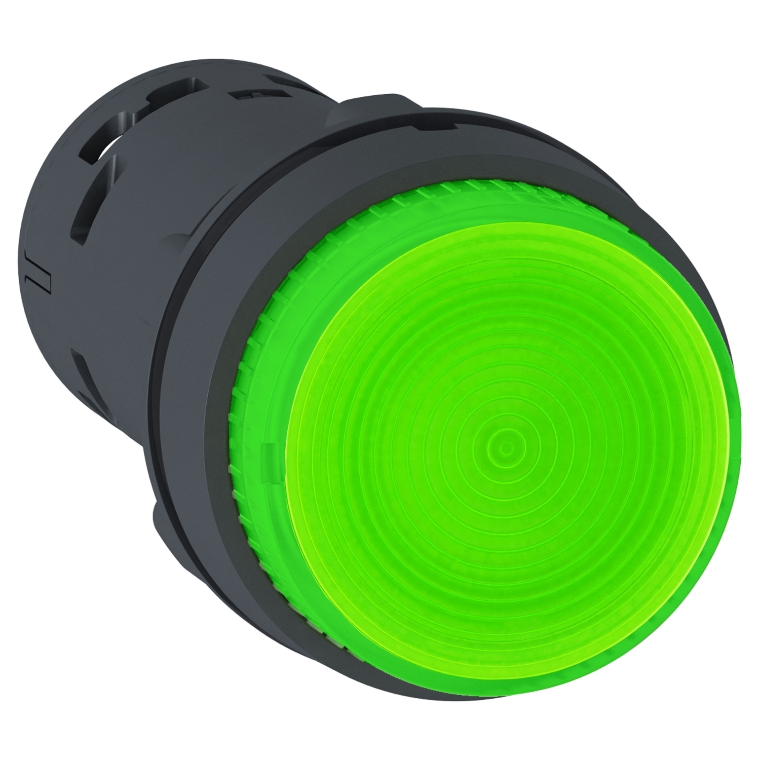 XB7NW33B1 Harmony Monolithic Round Unmarked Illuminated Pushbutton With Plain Lens, 22 mm, 1NO Contact, Slow Break Contact, Green