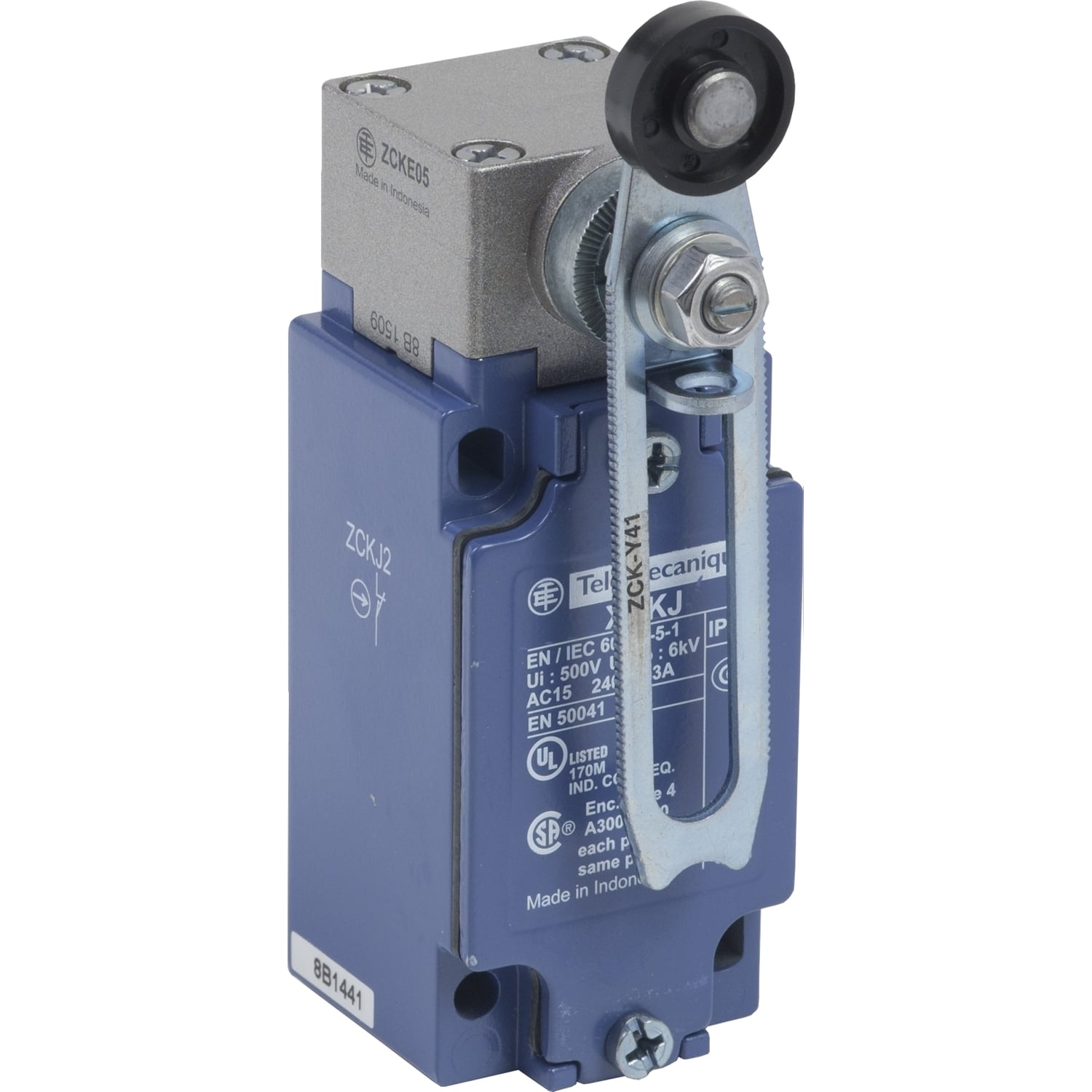 XCKJ20541 OsiSense XC Standard Format Fixed Limit Switch, 240 V AC, 10 A, Spring Return Without Operating Lever Actuator, 1CO Contact, 2 Poles