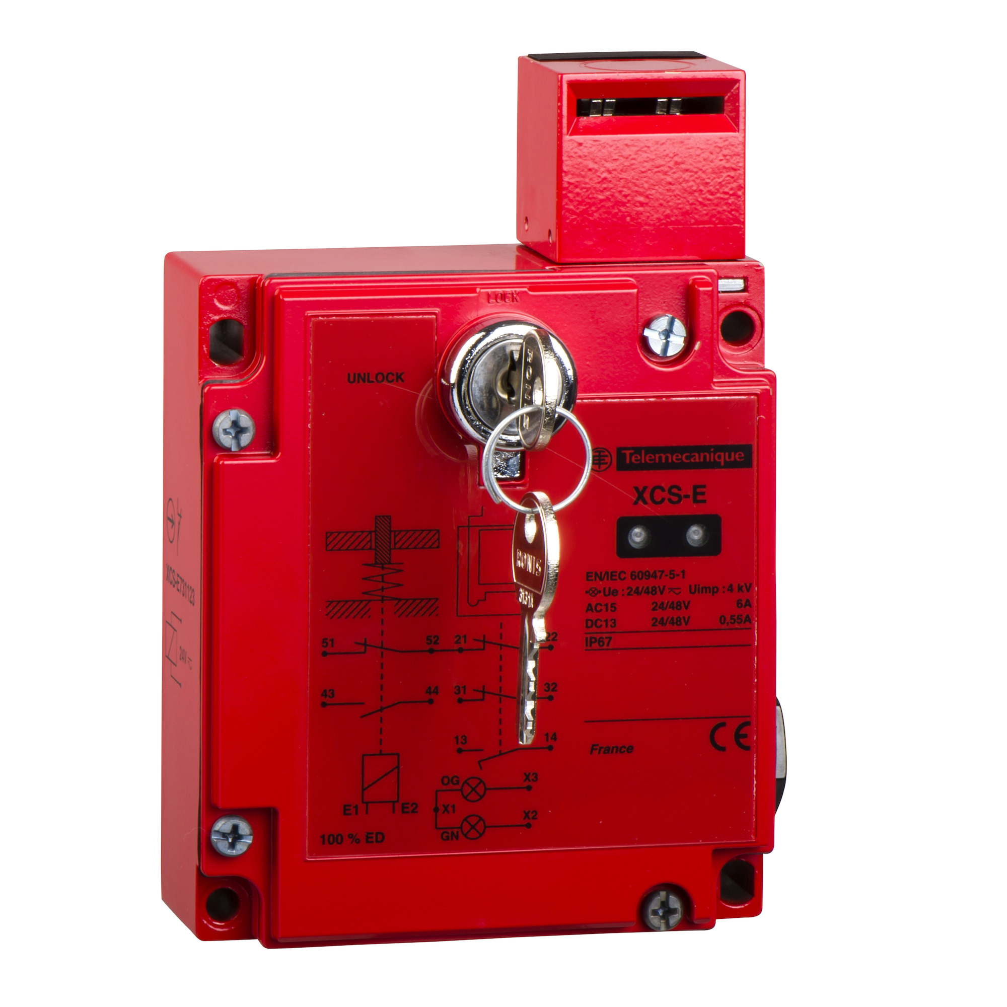 XCSE7313FW1 Preventa Turret Head Safety Interlock Switch, 24/48 V AC, 6 A, 50/60 Hz, 10 VA Power Rating, 3 Poles
