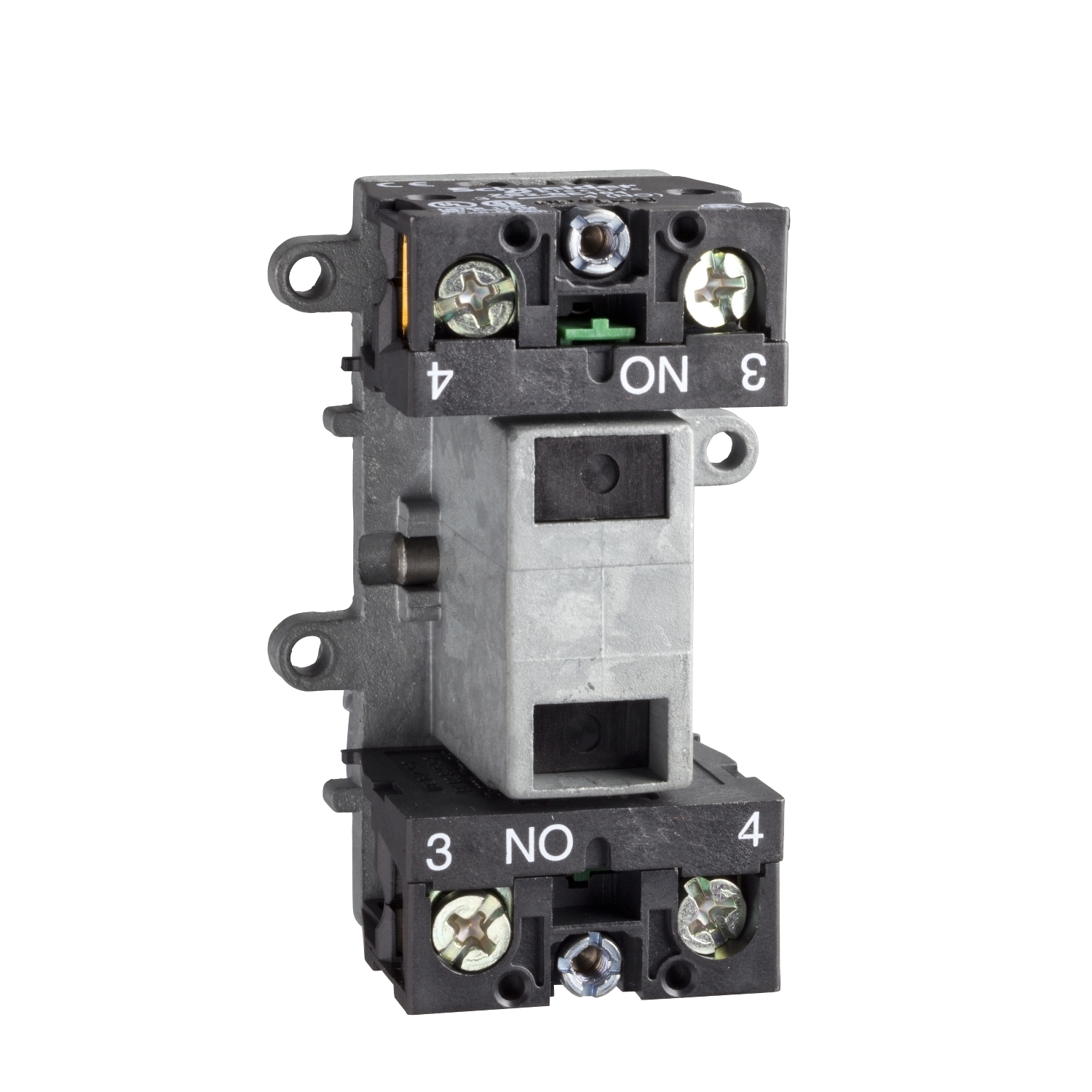 XENG3791 Harmony 1-Speed Double Latching Contact Block, For Use With Harmony XAC Medium Duty Pendant Station, 1NO-1NC, 240 V AC, 10 A, Front Mount, Screw Clamp Terminal, 40 W, -25 to 70 deg C, Slow-Break Contact