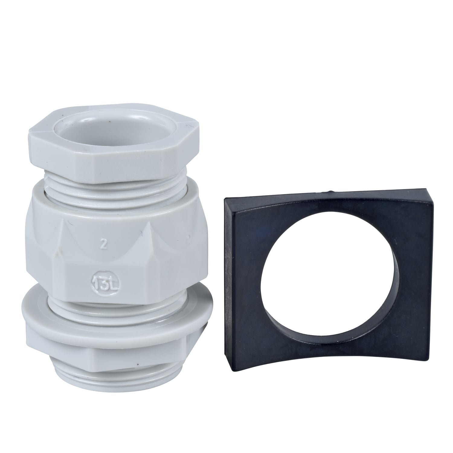 XVBC14 Harmony Indicating Bank Adapter, For Use With 70 mm Dia Illuminated Beacon and Indicator Bank, CCC Certified, CE Certified, Class 321103, CSA LR44087, Ghost, IEC/EN 60947-5-1, UL E164353, Reinforced Polyamide/Polycarbonate, Black