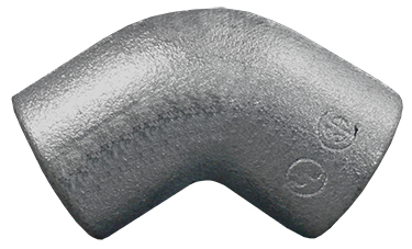 ELF45-150 Unilets Dust-Ignitionproof Explosionproof Conduit Elbow, 1-1/2 in Trade, 45 deg, Malleable Iron, Zinc Electroplated