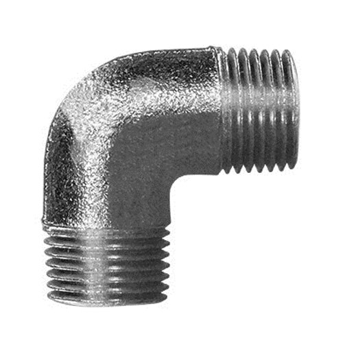 90 deg Male Elbow, 1/2 inch, Malleable Iron, Zinc Electroplated