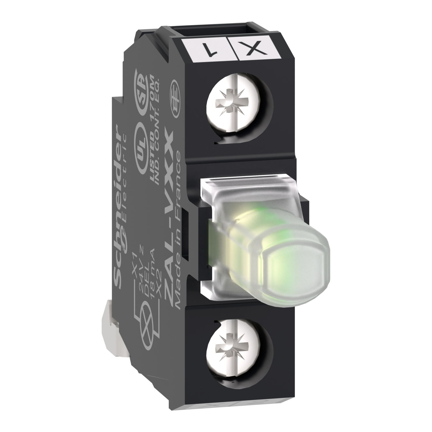 XAL Harmony ZALVB1 Steady Signal Light Block, LED Lamp, 24 V AC/DC, Screw Clamp Terminal, White