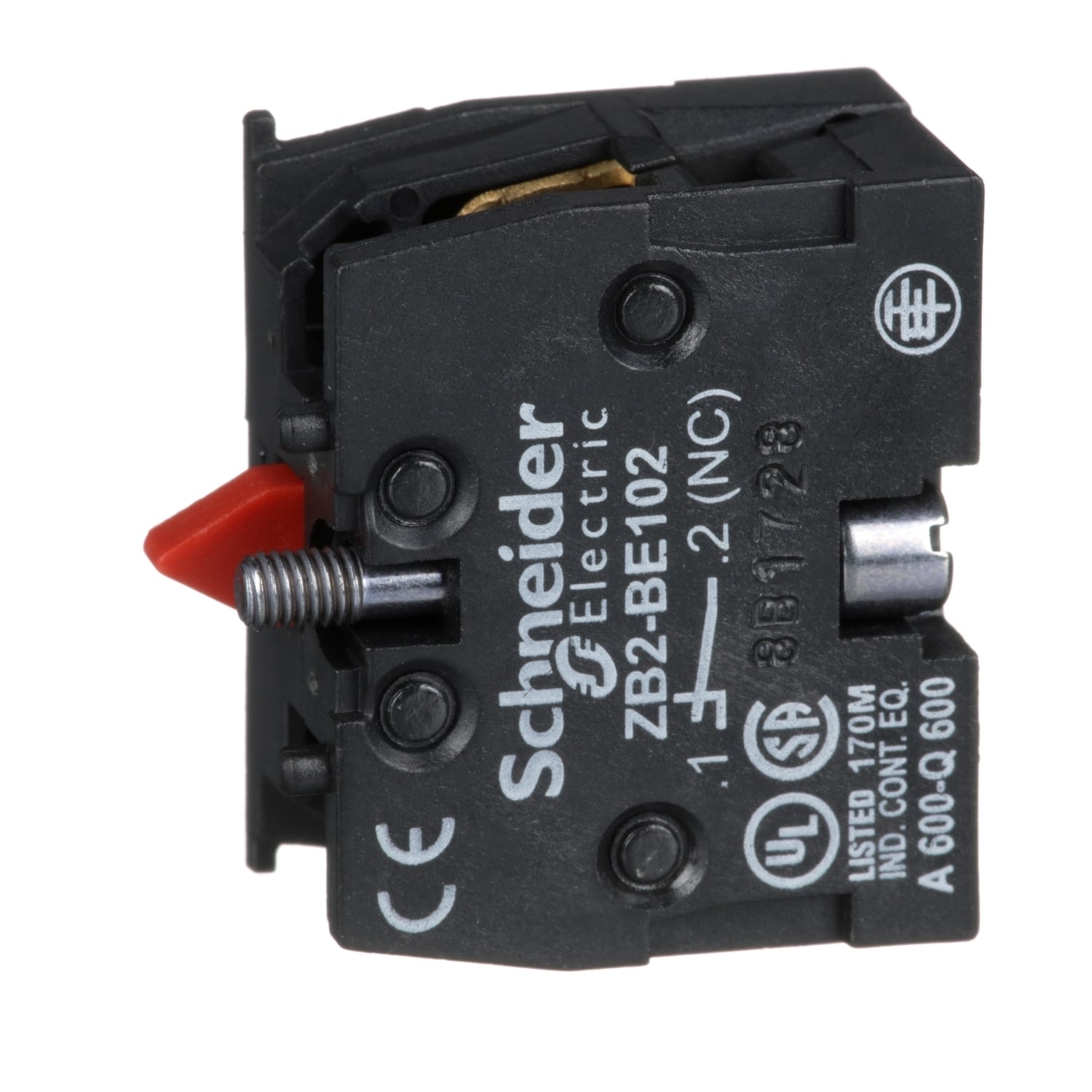 ZB2BE102 1-Pole Single Contact Block, 1NC Contact, 10 A at 600 V AC/DC Contact