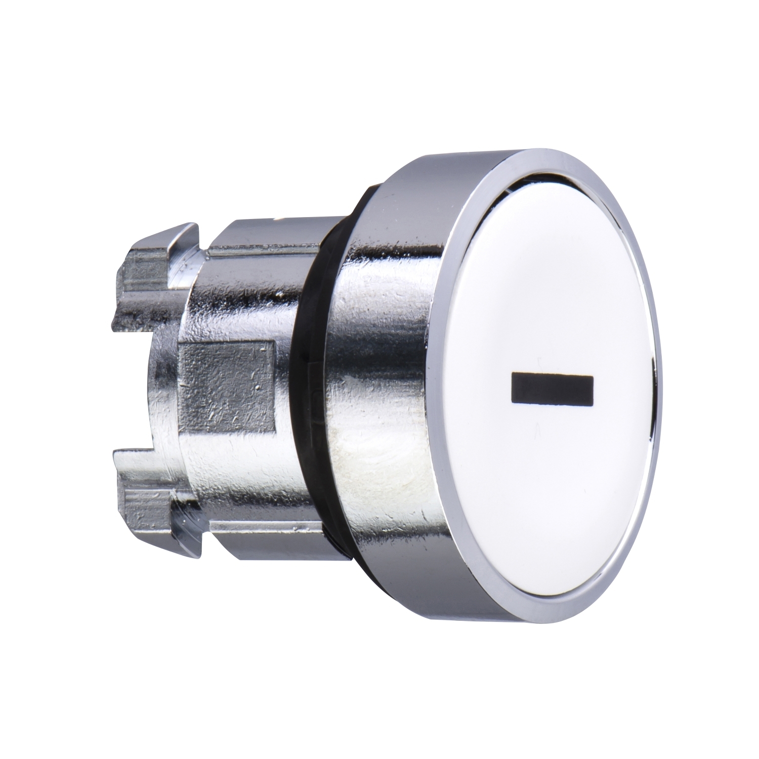 ZB4BA131 Harmony Flush Non-Illuminated Spring Return Standard Pushbutton Head, 22 mm, Round Shape, I Legend, Chromium Plated Metal, White