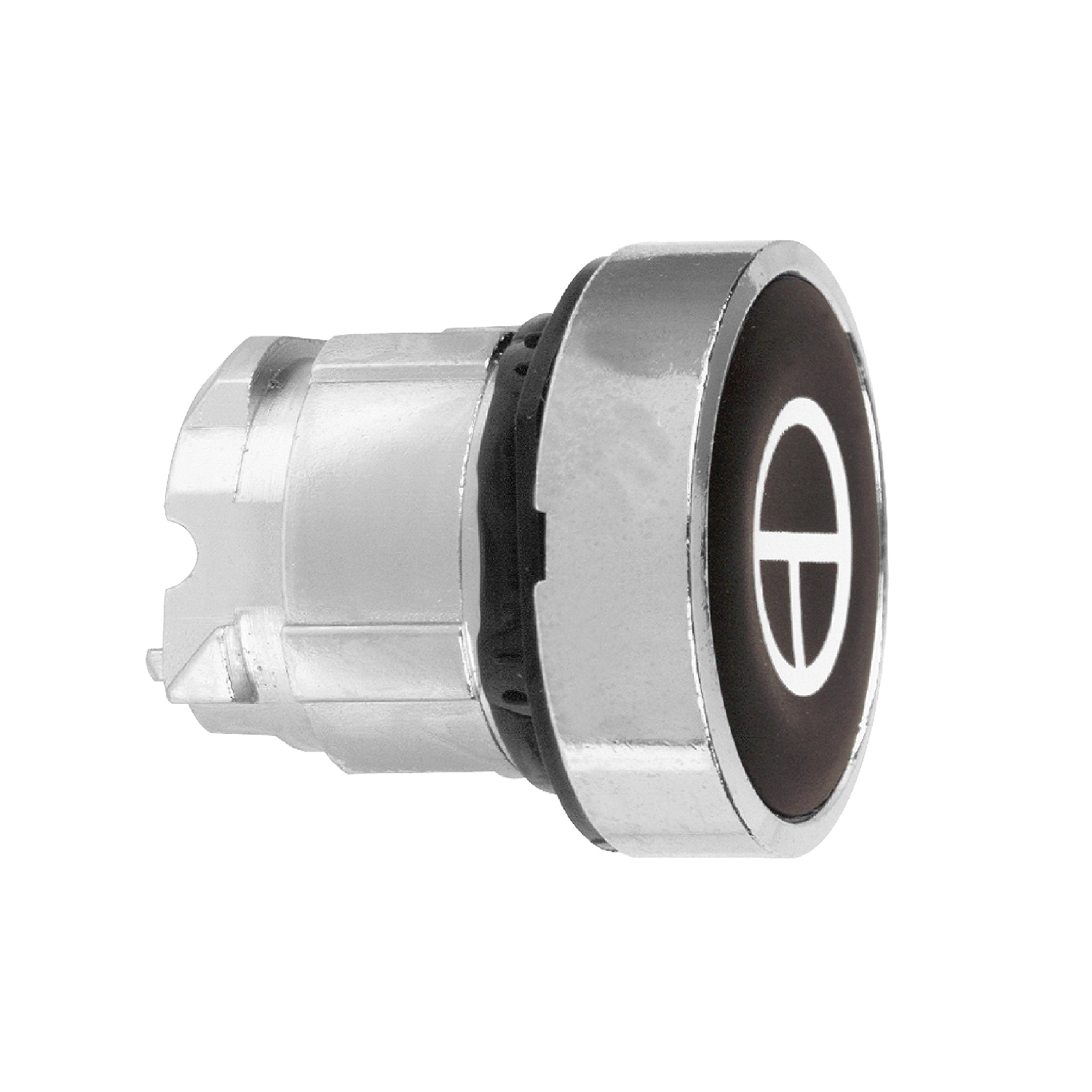 ZB4BA245 Harmony Flush Non-Illuminated Spring Return Standard Pushbutton Head, 22 mm, Round Shape, T Legend, Chromium Plated Metal, Black
