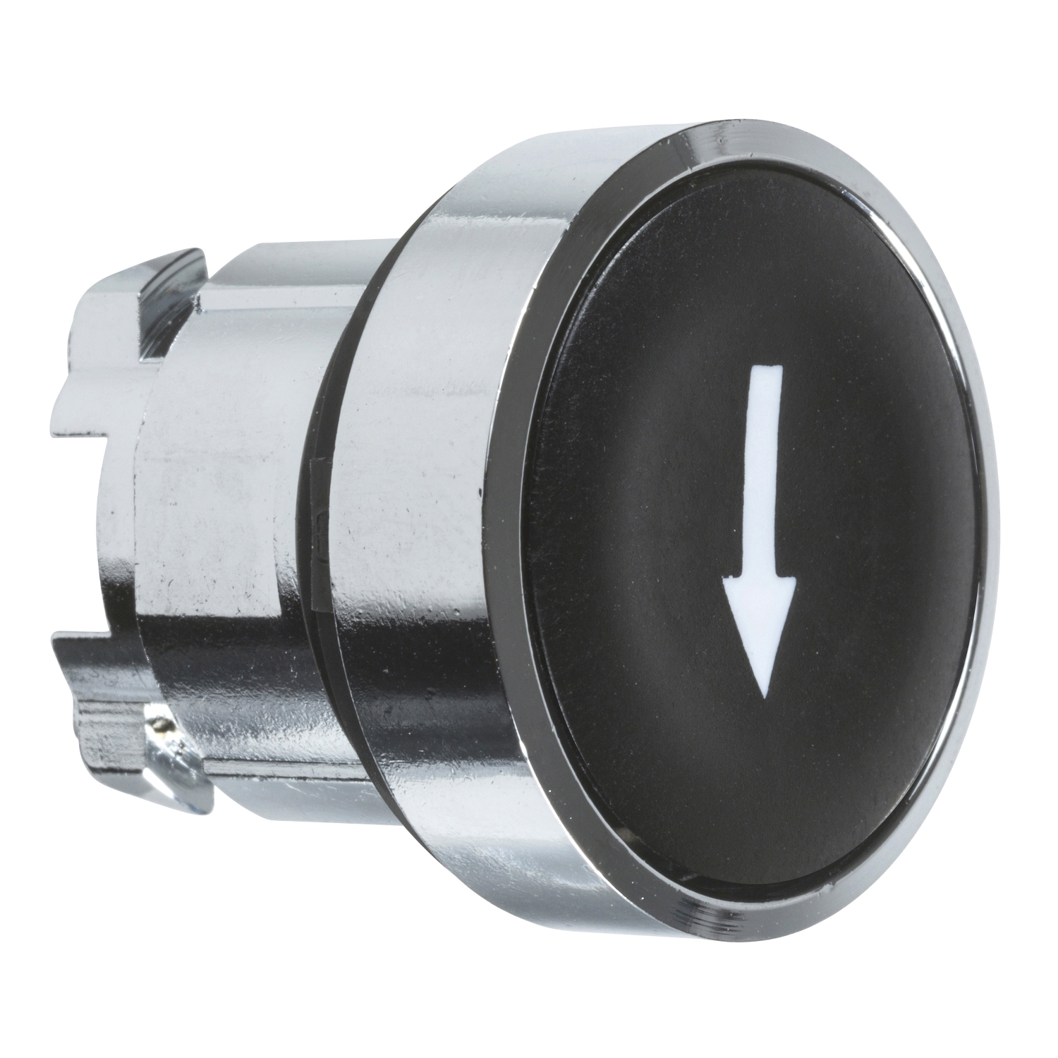 ZB4BA335 Harmony Flush Momentary Non-Illuminated Standard Pushbutton Head, 22 mm Dia, Round Shape, Up Arrow Legend, Metal, Black