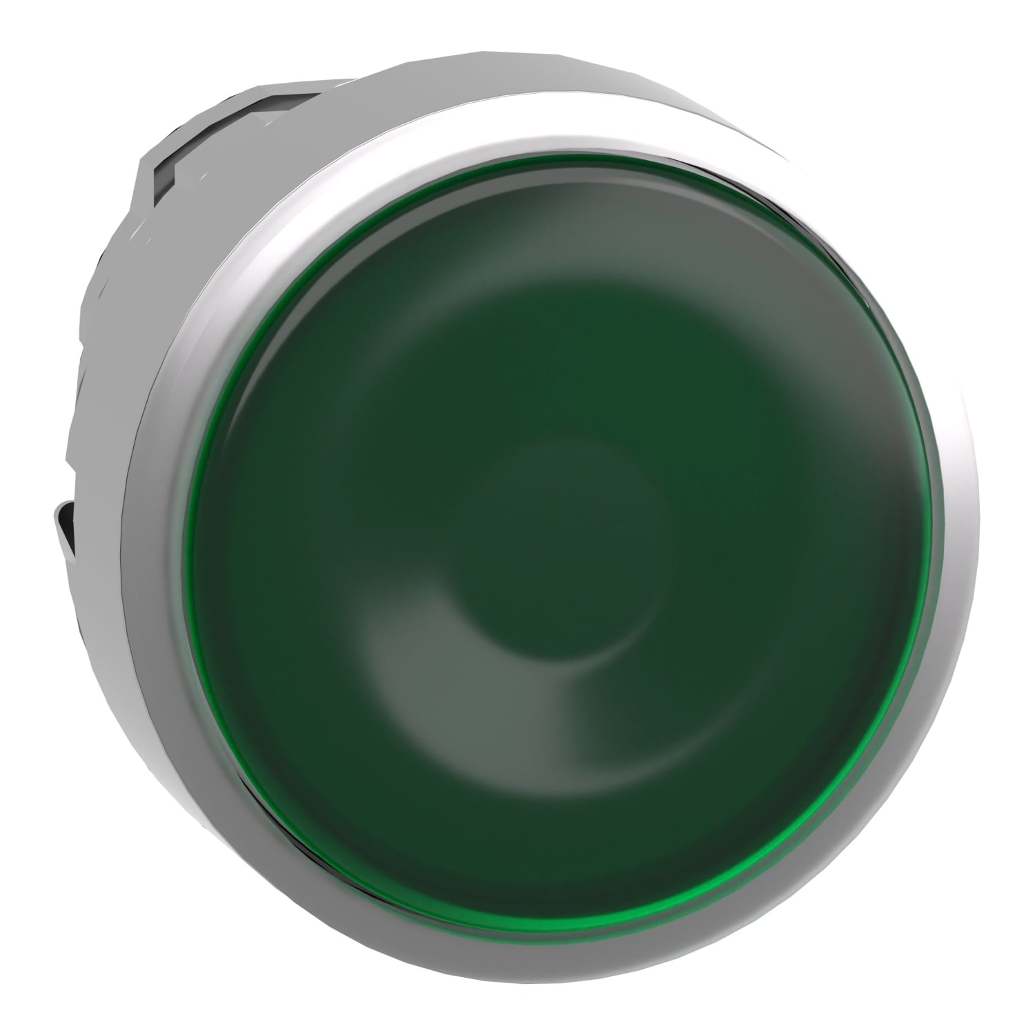 ZB4BA38 Harmony Flush Illuminated Standard Pushbutton Head, 22 mm Dia, Round Shape, UNMARKED Legend, Metal, Green